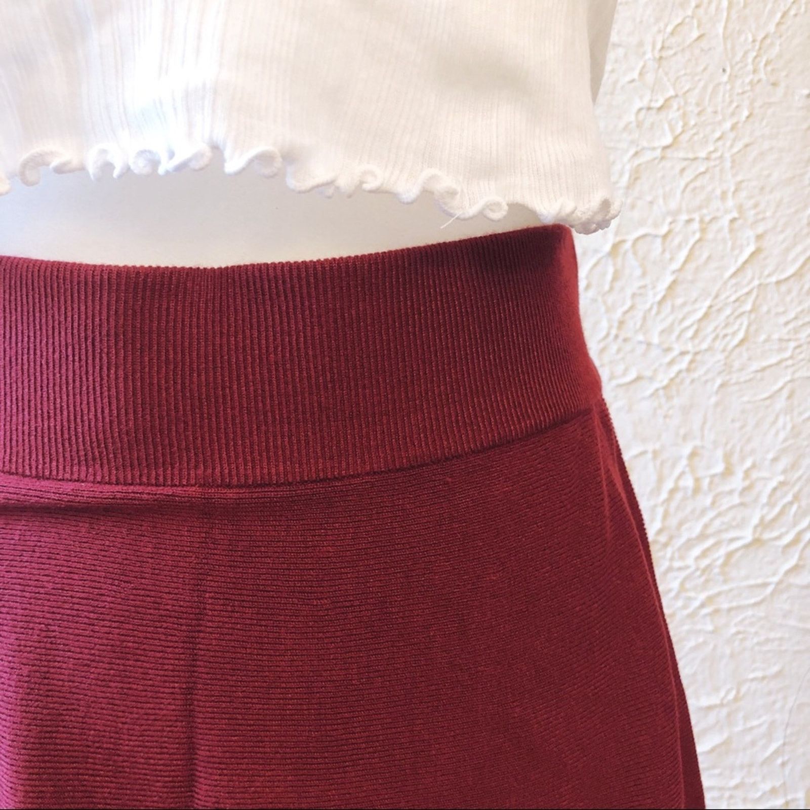 Loft LOFT Crimson Red Sweater Flippy Skirt Size 28" / US 6 / IT 42 - 11 Thumbnail