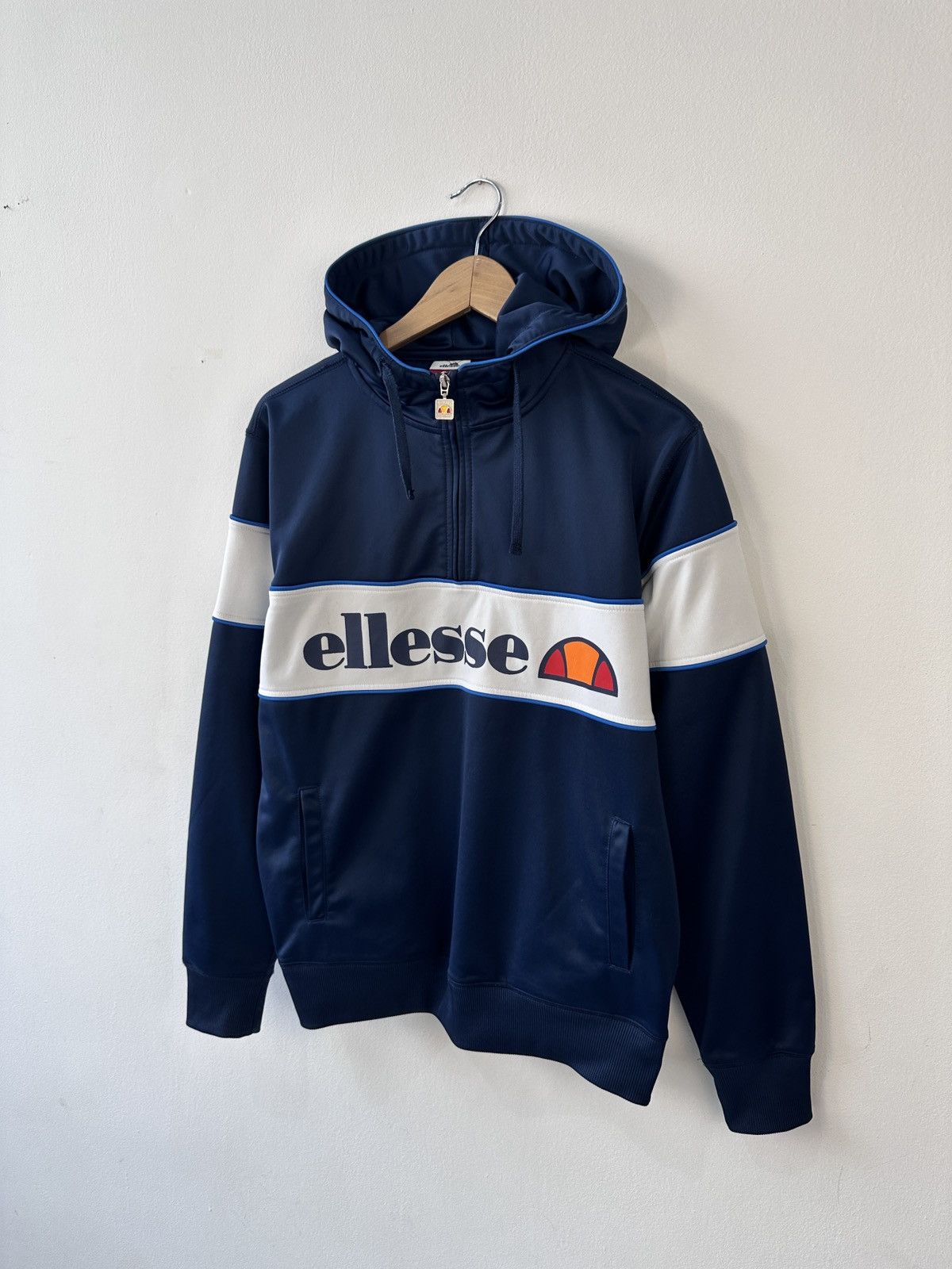Ellesse Ellesse 1/3 Zip Hoodie Navy White Stripe Big Logo Size L Size US L / EU 52-54 / 3 - 4 Thumbnail