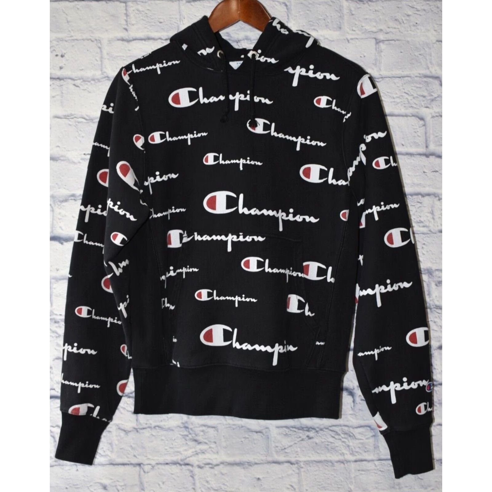 Champion Champion Hoodie Black Small Long Sleeve Reverse Weave All Over Print Size US S / EU 44-46 / 1 - 2 Thumbnail