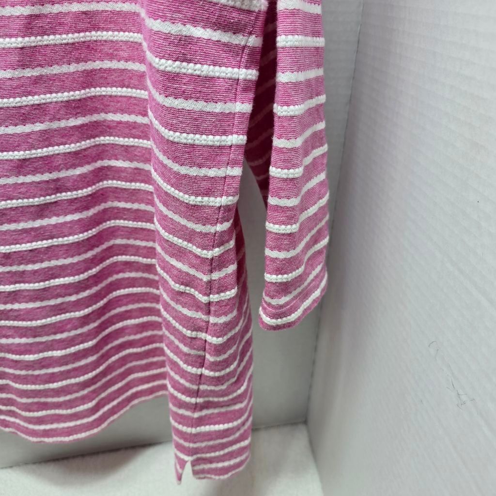 Croft & Barrow Women's Croft & Barrow Pink White Striped Long Sleeve Tee XL Size XL / US 12-14 / IT 48-50 - 2 Thumbnail
