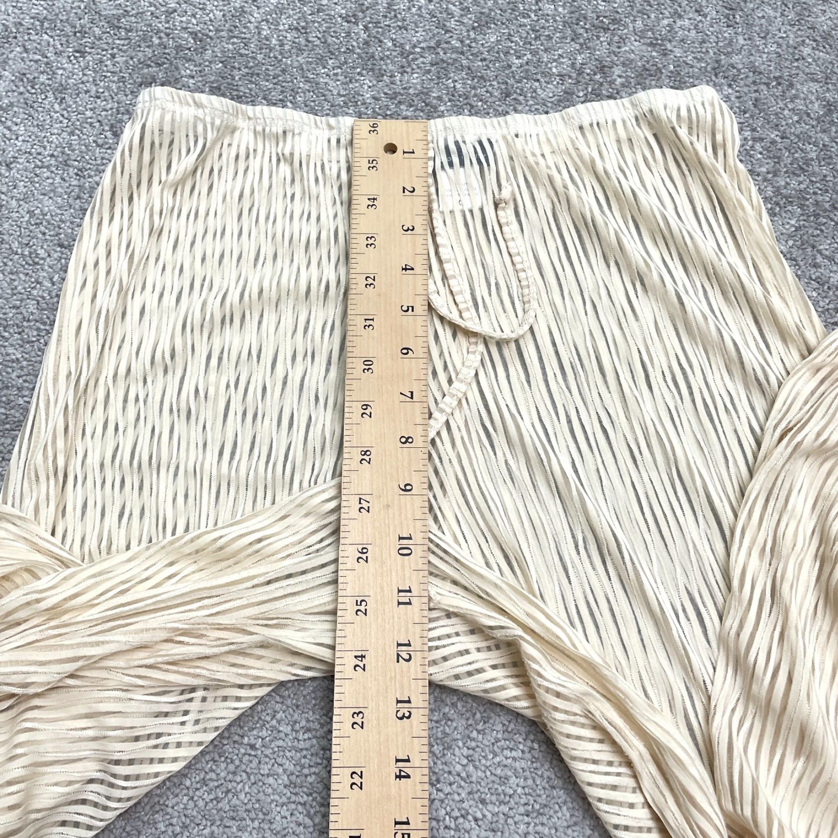Vintage Jordan Taylor Women's XL Ivory Striped Sheer Cover Up Wide Leg Pants Beach Lightweight Size 40" / US 18 - 7 Thumbnail