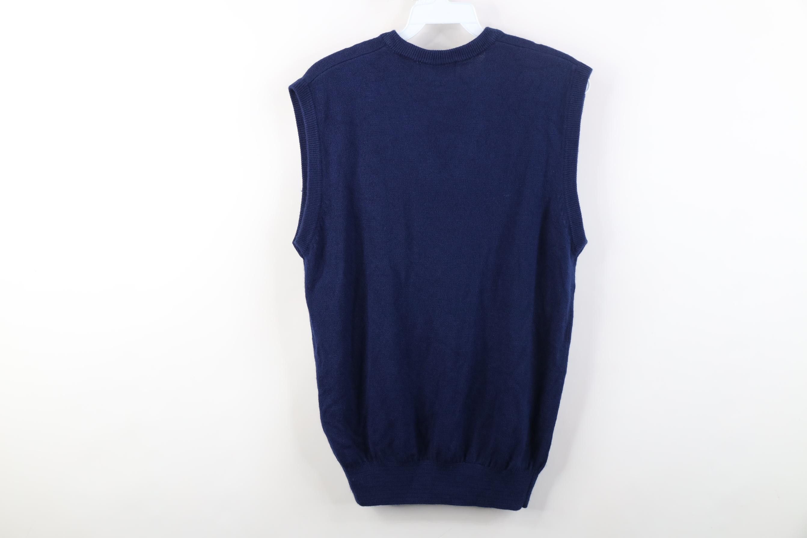 Vintage Deadstock Vintage 70s Blank Soft Knit Sweater Vest Navy Blue Size M / US 6-8 / IT 42-44 - 9 Thumbnail