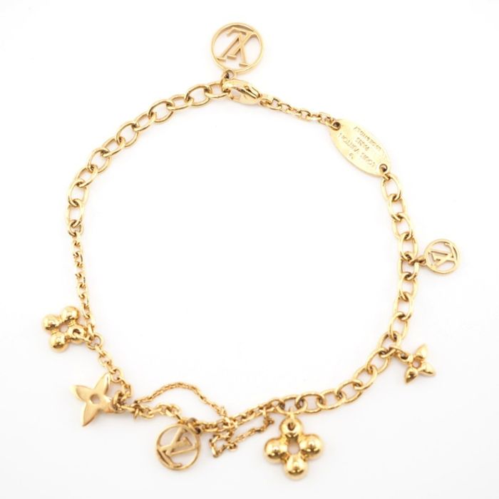 LOUIS VUITTON Bracelet Bangle AUTH LV Brasserie Blooming Bracelet GOLD  Flower