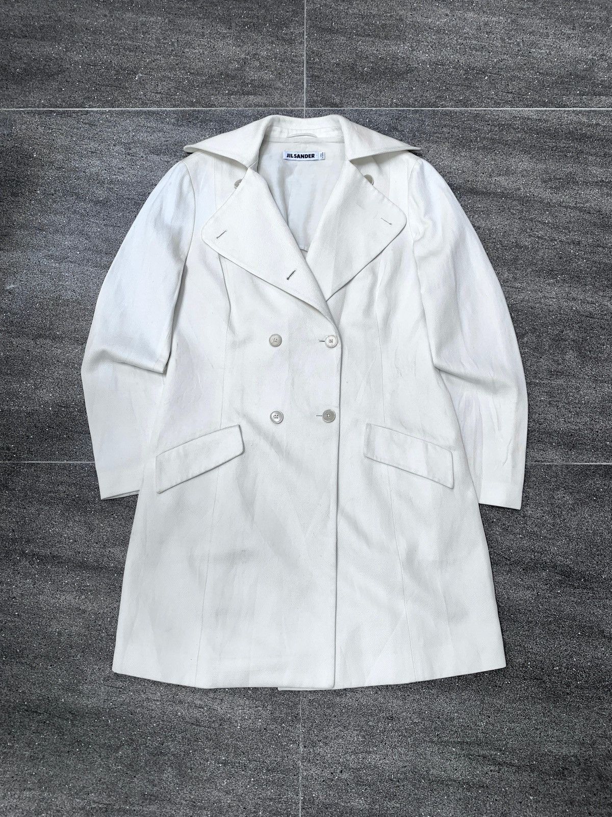Jil Sander × Raf Simons 2000s Linen Blend Double Breasted Coat Size XS / US 0-2 / IT 36-38 - 1 Thumbnail