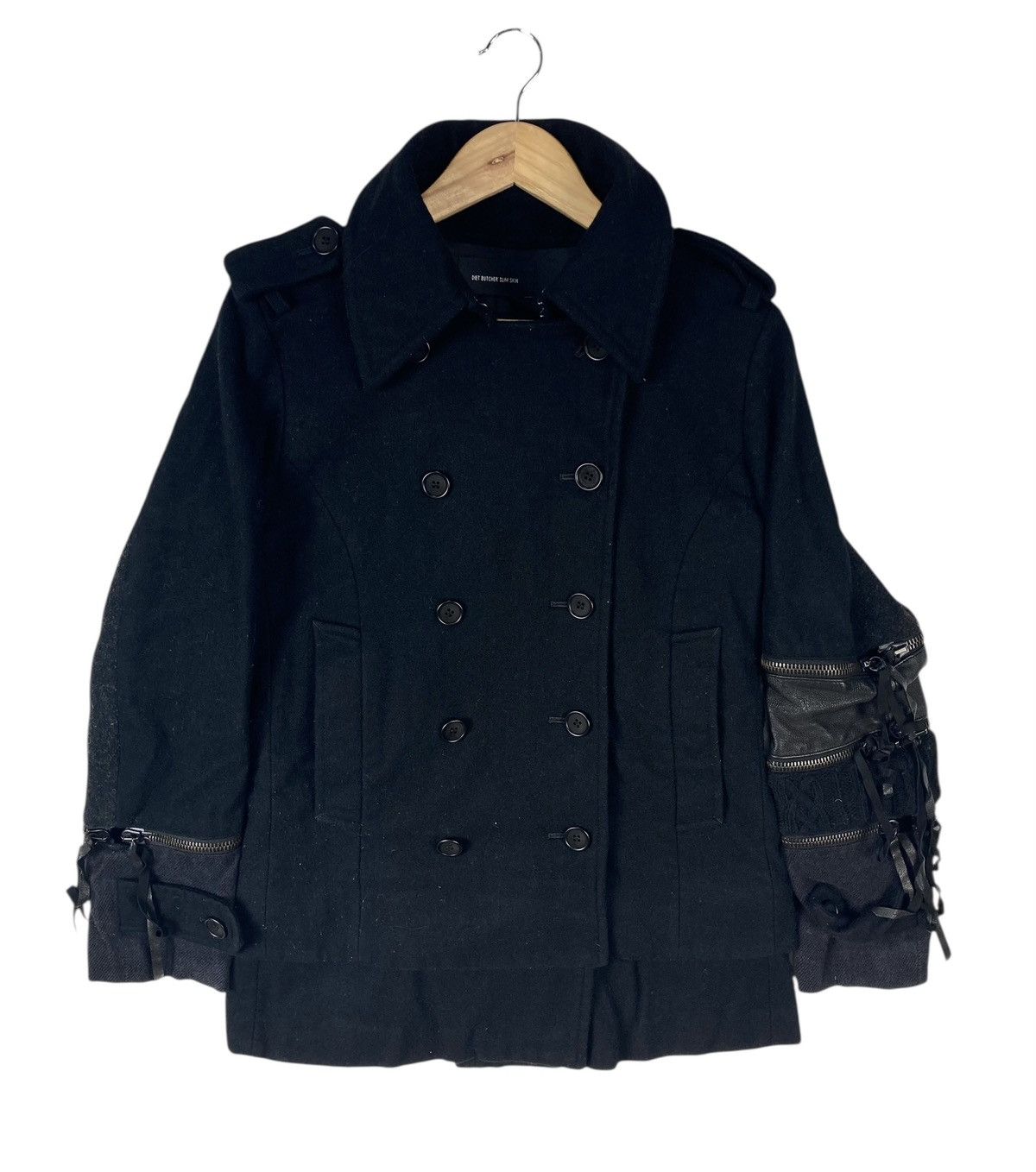 Diet Butcher Slim Skin FW 2011 Diet Butcher Slim Skin Wool Leather Long Jacket Rare Size M / US 6-8 / IT 42-44 - 3 Thumbnail