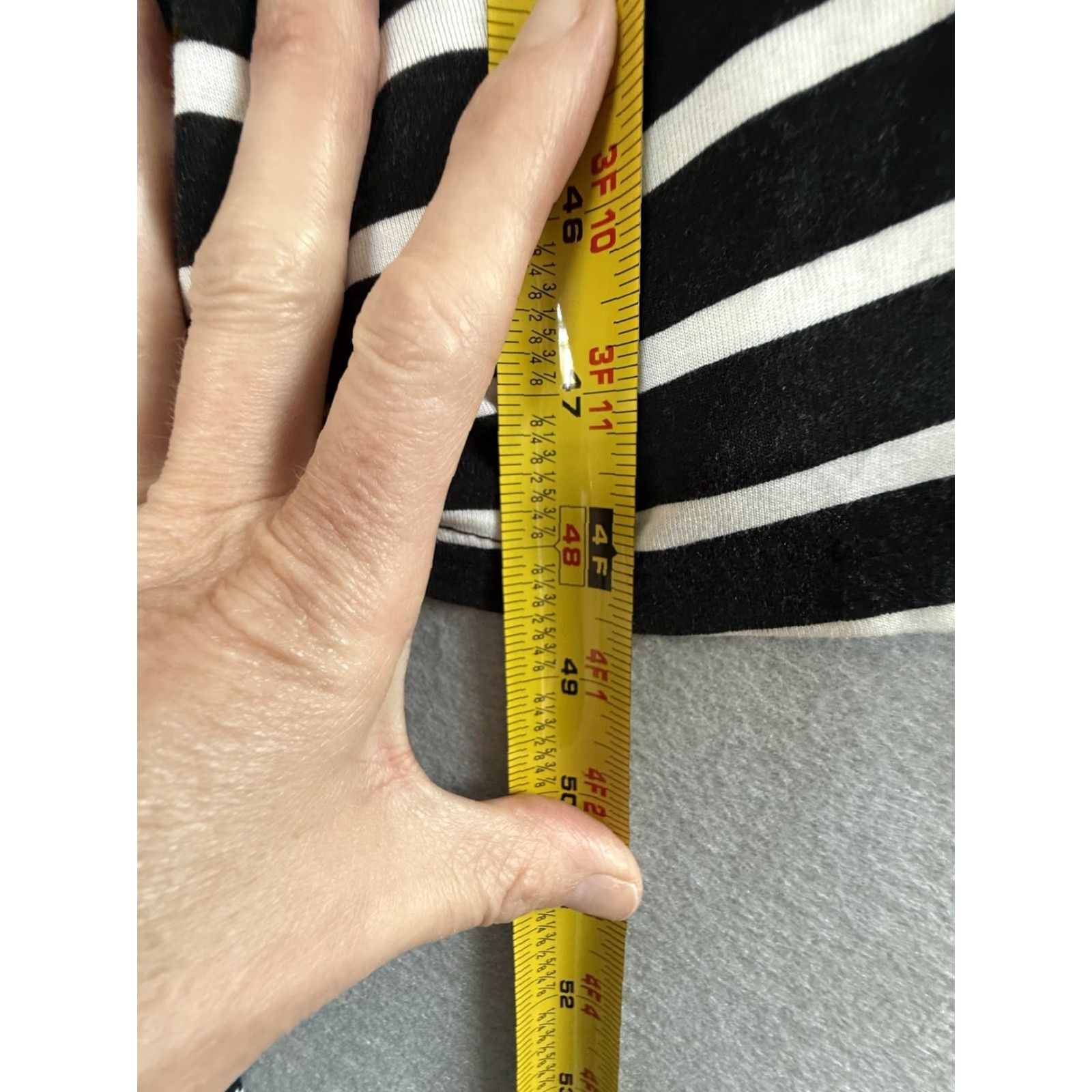 Vintage Lane Bryant Dress Womens 0X Black White Stripe Ruched T Shirt Midi Casual Size XL / US 12-14 / IT 48-50 - 3 Thumbnail