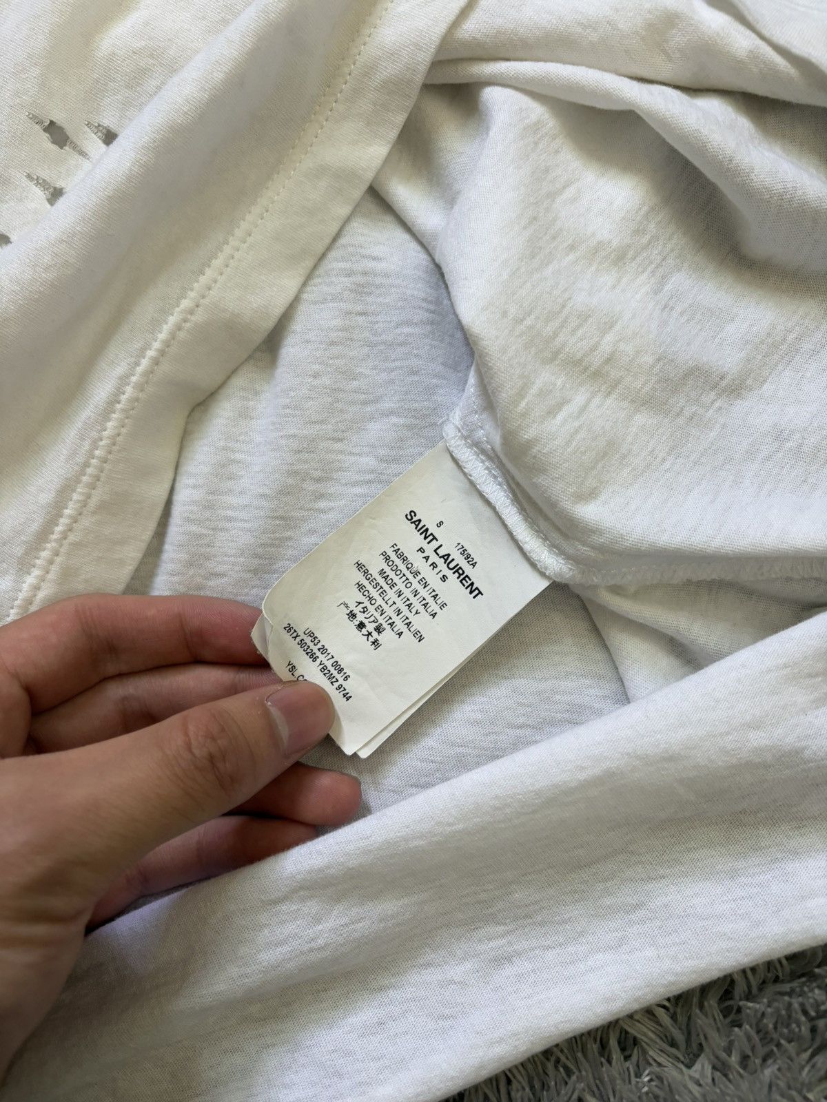 Saint Laurent Paris SLP DISTRESSED HEAVEN TEE Size US M / EU 48-50 / 2 - 4 Thumbnail