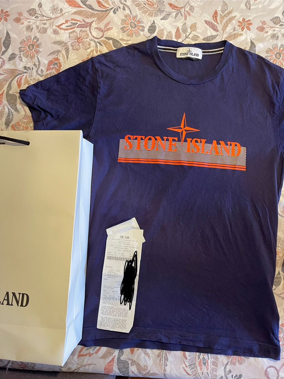 Stone Island Stone Island T-Shirt - Navy Blue/Orange - Size M Size US M / EU 48-50 / 2 - 1 Thumbnail