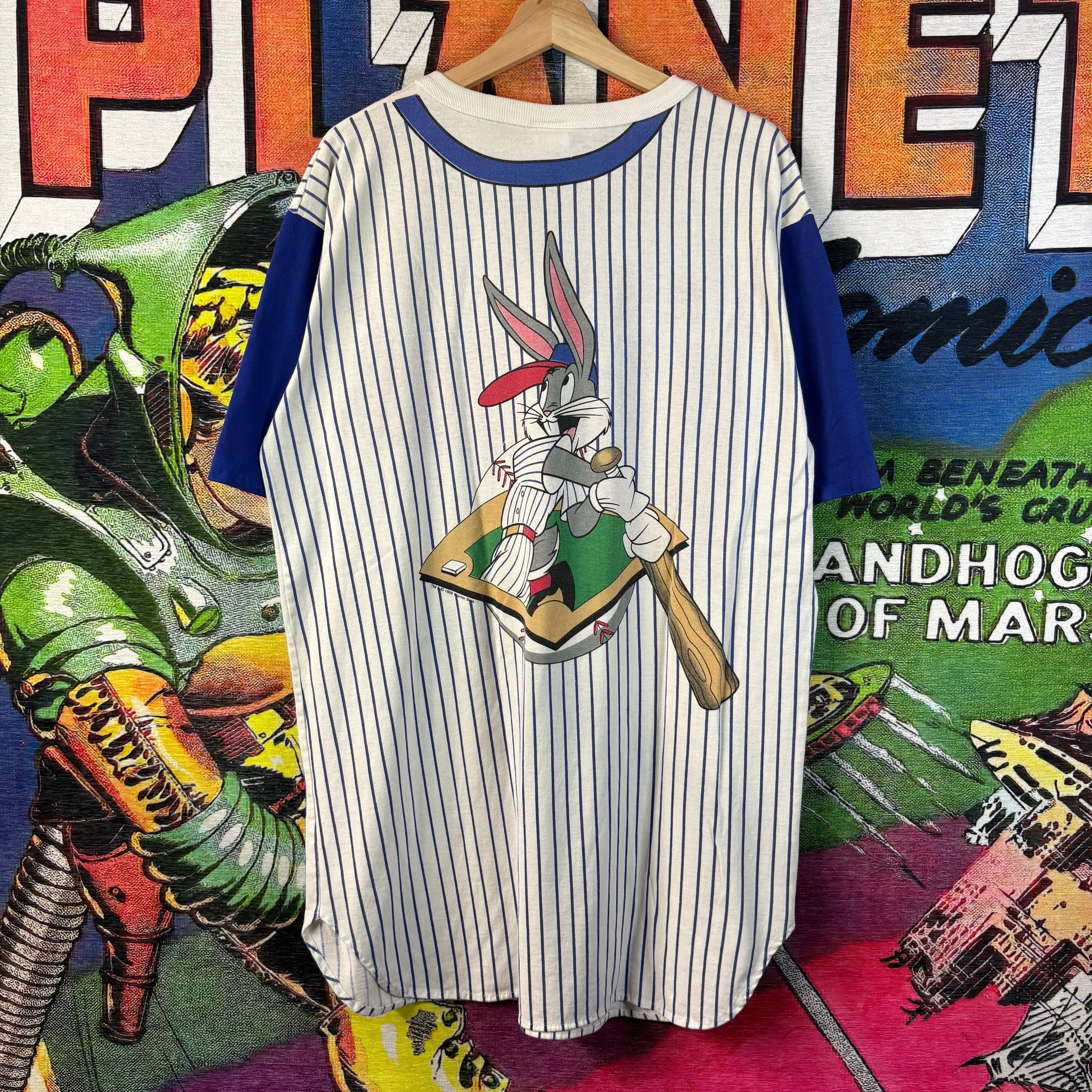 Warner Bros Vintage 90s "American All Stars" Bugs Bunny Baseball Jersey Size US XL / EU 56 / 4 - 4 Thumbnail