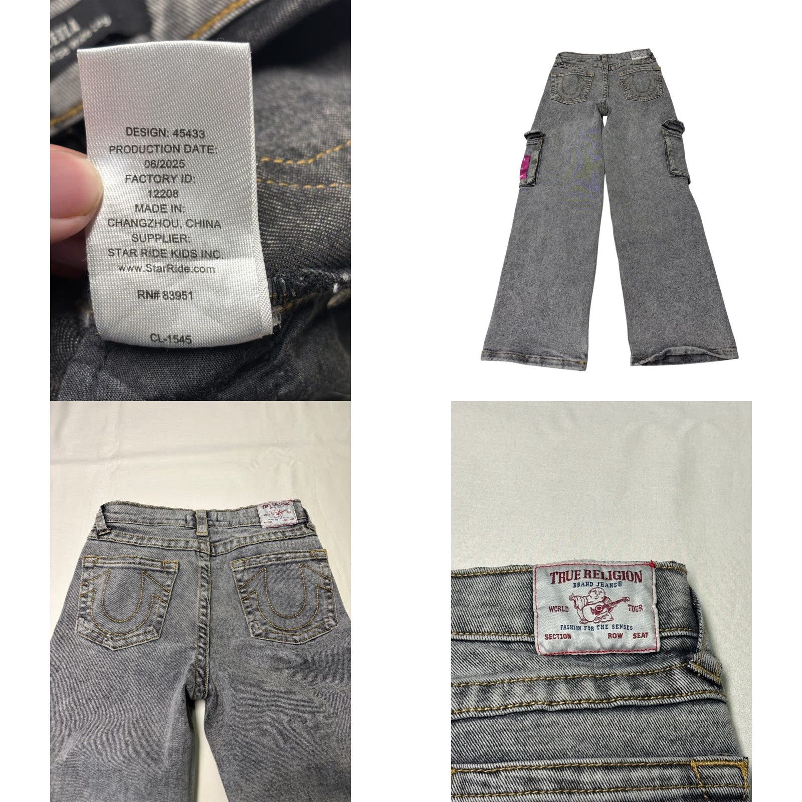 True Religion True Religion Leila Gray Acid Wash Wide Leg Cargo Jeans 26 26.5 in Women VINTAGE? No Size 26" / US 2 / IT 38 - 8 Thumbnail