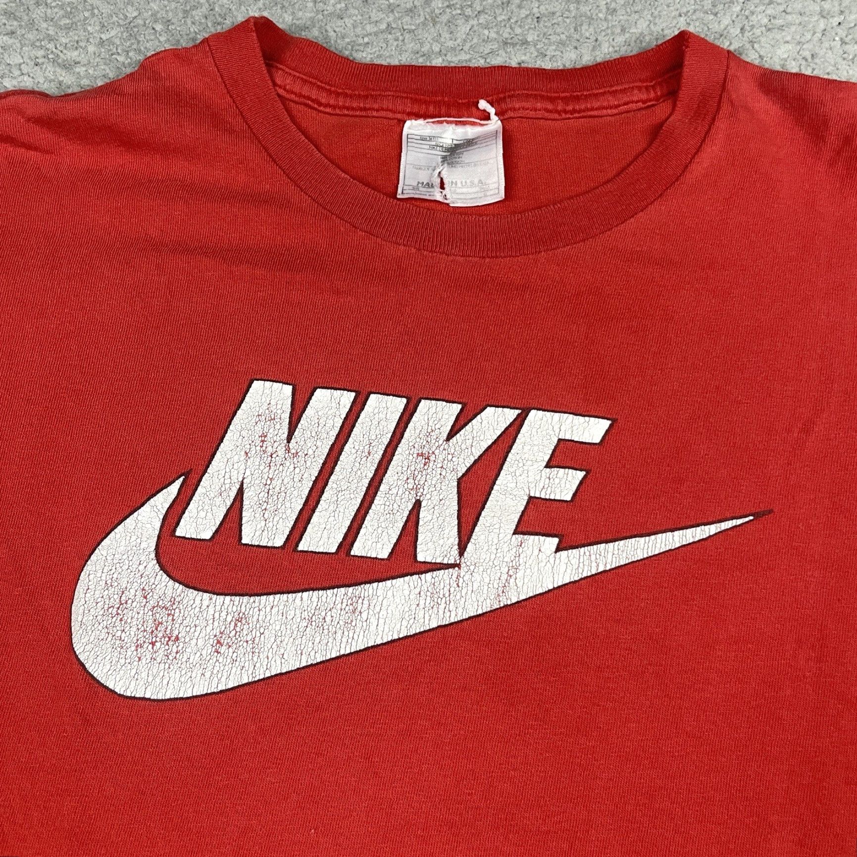 Nike VINTAGE Nike T shirt Mens Small Red Logo Swoosh Graphic 90s Distressed Fade 100% Cotton Short Sleeve Crew Neck Size US S / EU 44-46 / 1 - 2 Thumbnail