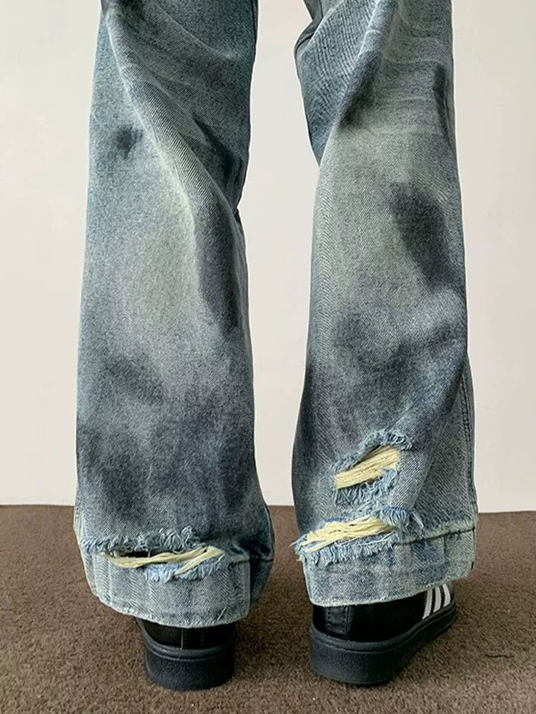 Vintage Men's American retro tie-dye washed ripped jeans Size US 32 / EU 48 - 4 Thumbnail