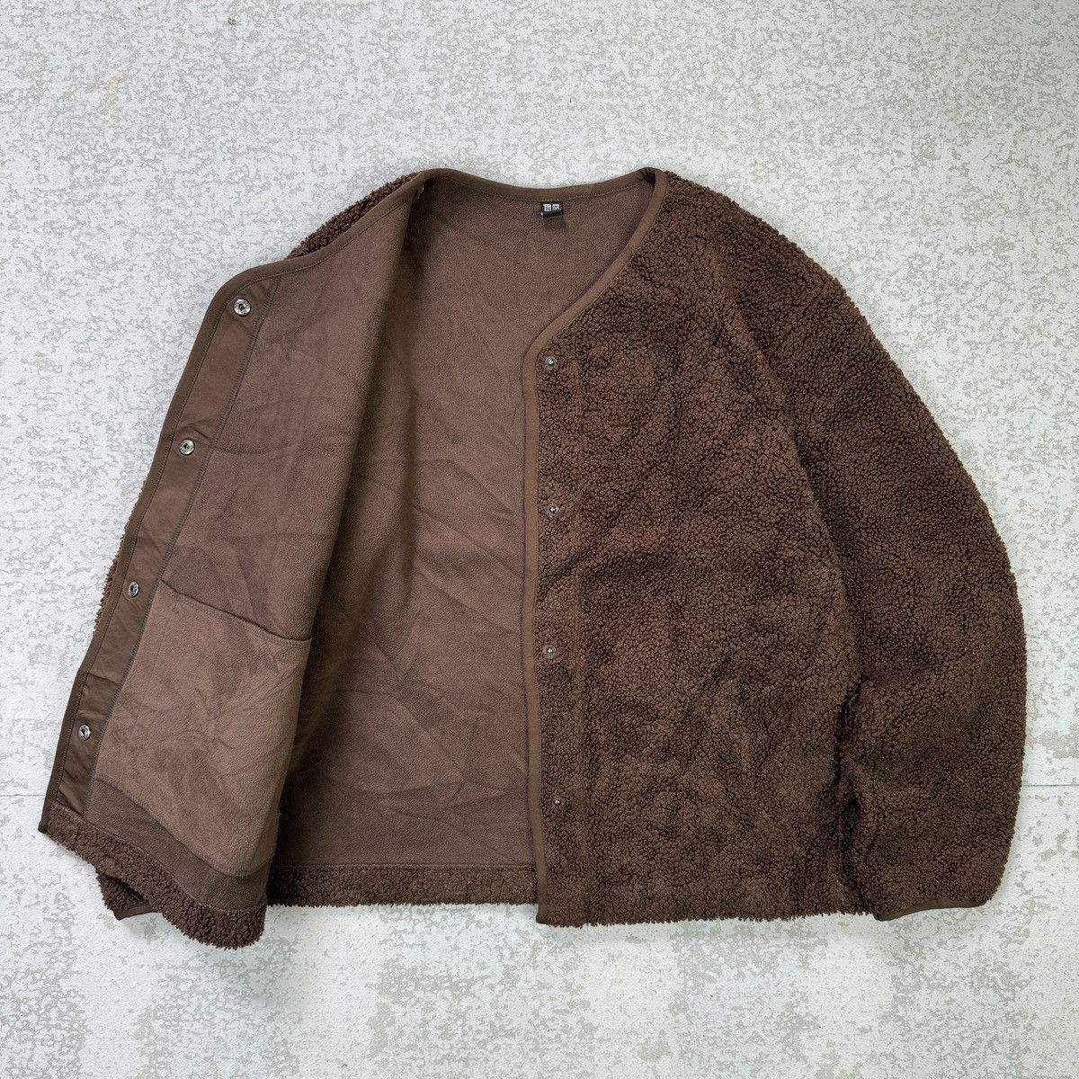 Japanese Brand × Uniqlo Uniqlo Button Up Dark Brown Matted Fleece Jacket Size US M / EU 48-50 / 2 - 2 Thumbnail