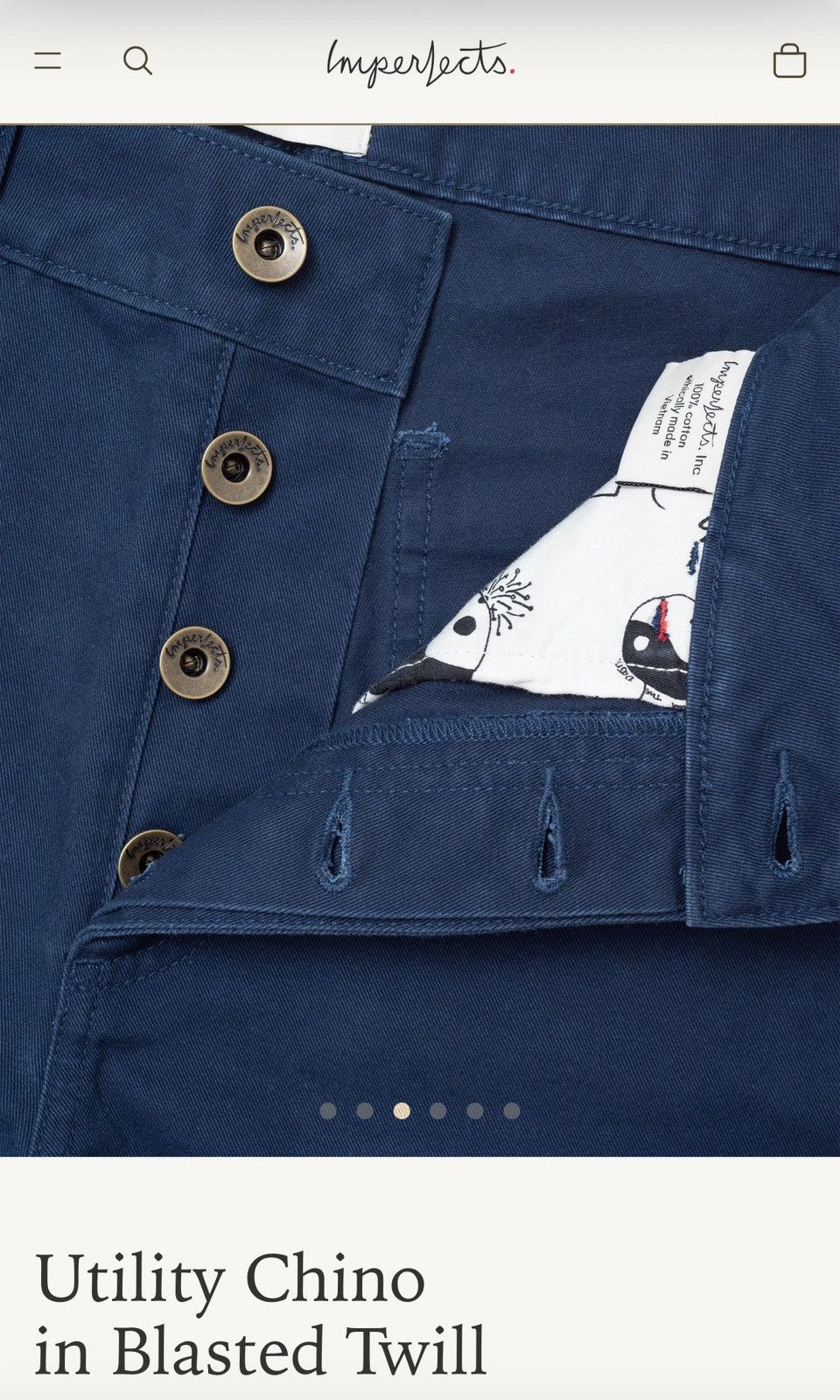 Imperfects Utility Chino in Indigo Blasted Twill Size US 36 / EU 52 - 3 Thumbnail