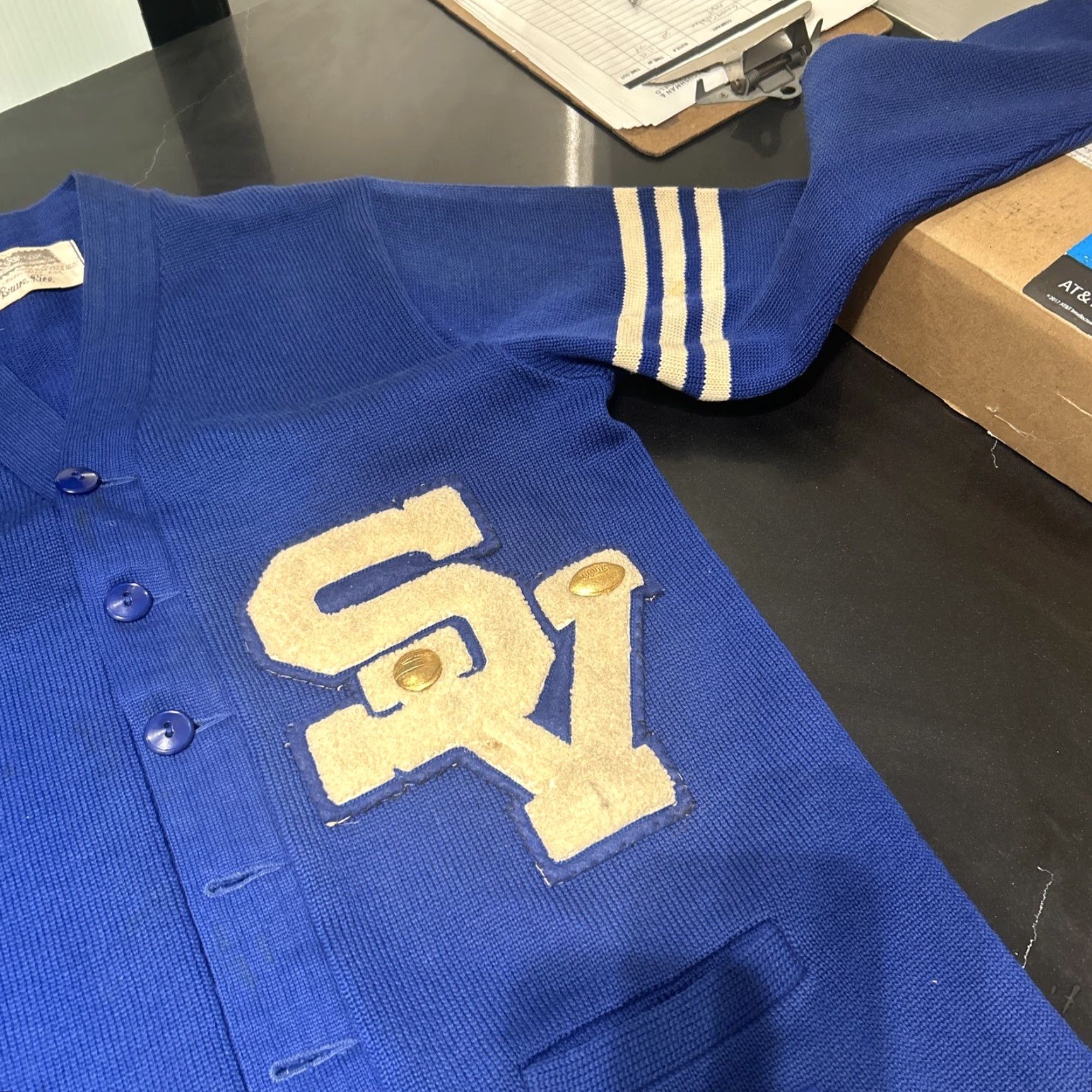 Vintage VINTAGE Royal Blue Coleman Letterman Sweater 70,s Preppy Oxford Dark Academia Style S Royal Blue Letterman Sweater) Size US S / EU 44-46 / 1 - 6 Thumbnail