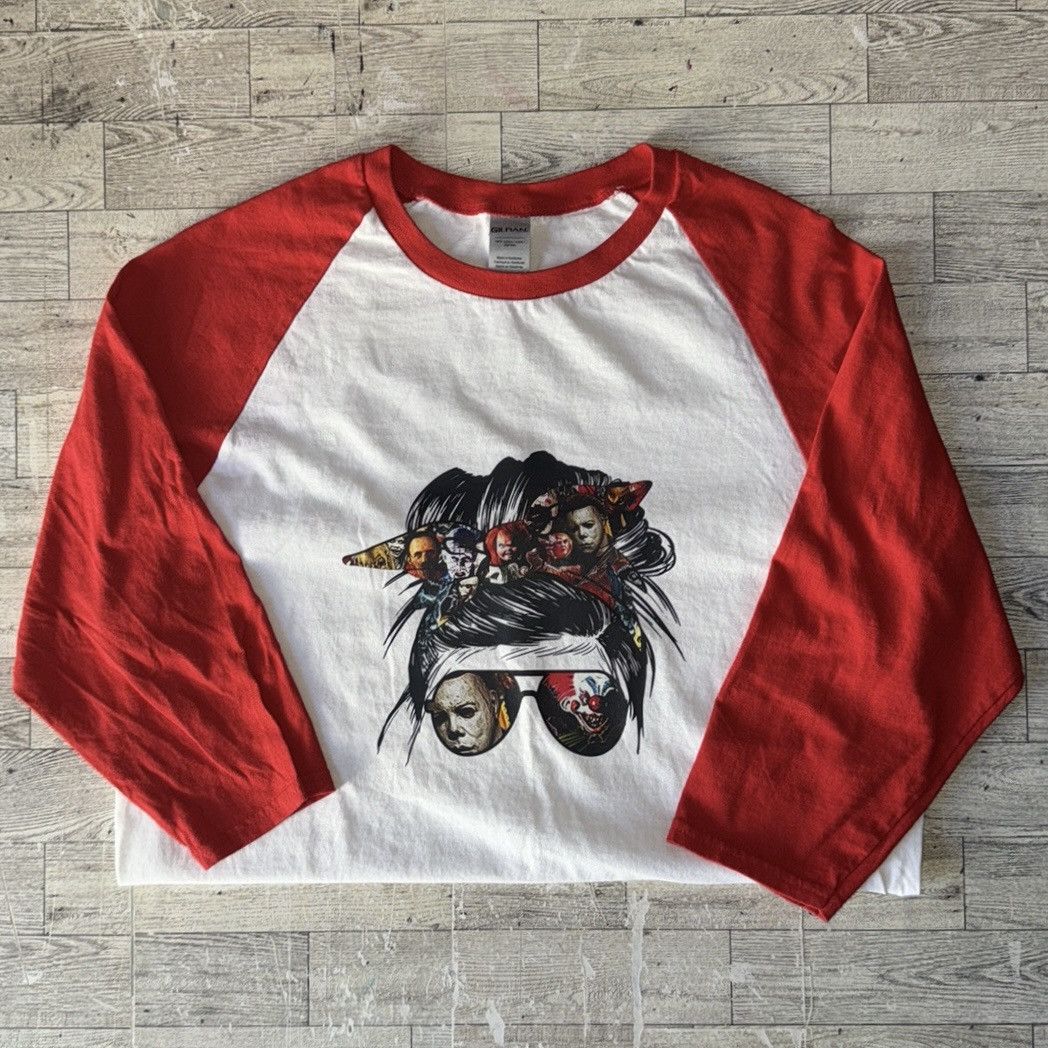 Other Messy Bun/Horror Movie, Custom Halloween Raglan Tee Size M / US 6-8 / IT 42-44 - 5 Thumbnail