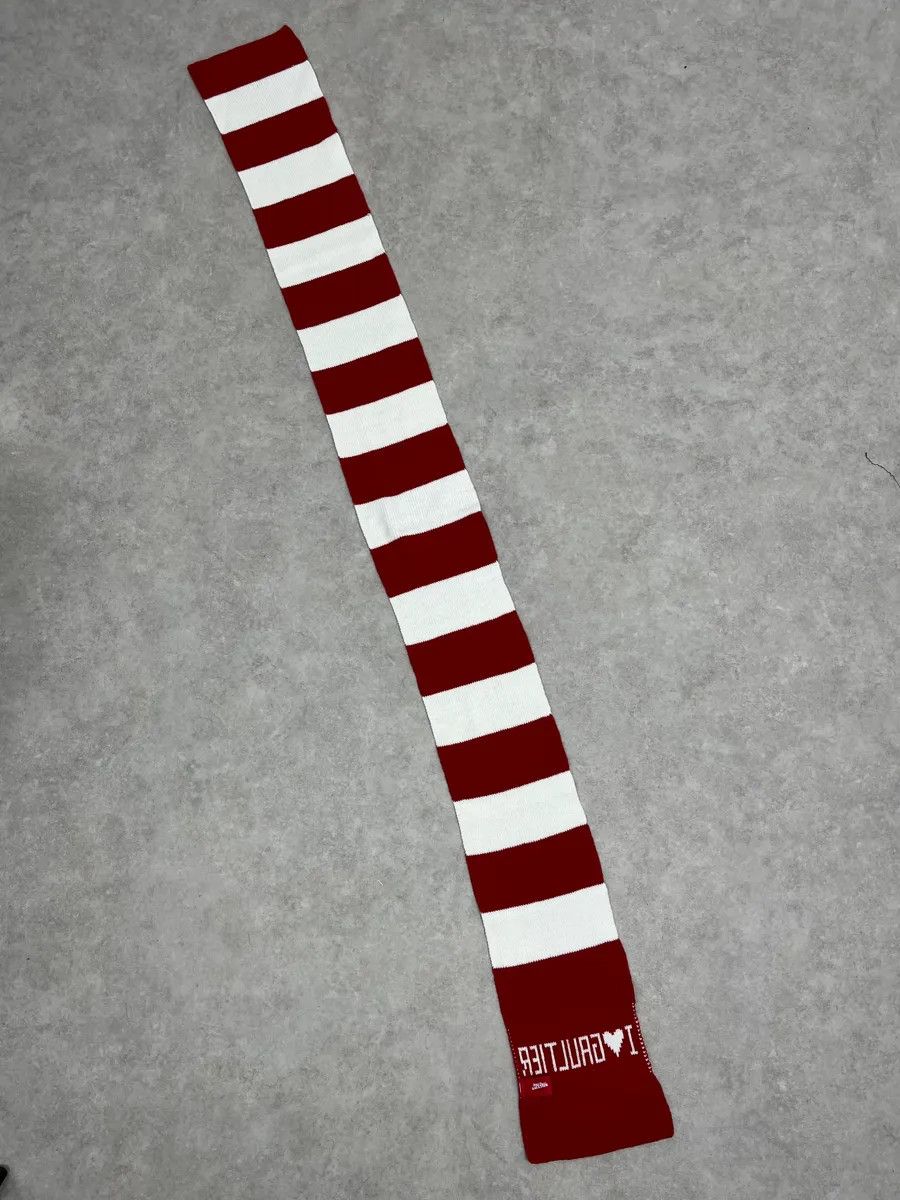 Jean Paul Gaultier Jean Paul Gaultier Red White Striped Wool Scarf Size ONE SIZE - 6 Thumbnail