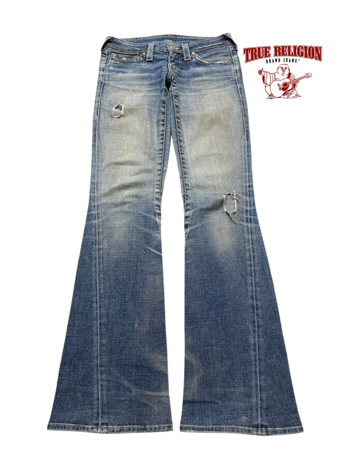 True Religion Vintage Usa 90s True Religion Mud Wash Faded Wide Leg Flared Size US 30 / EU 46 - 1 Thumbnail