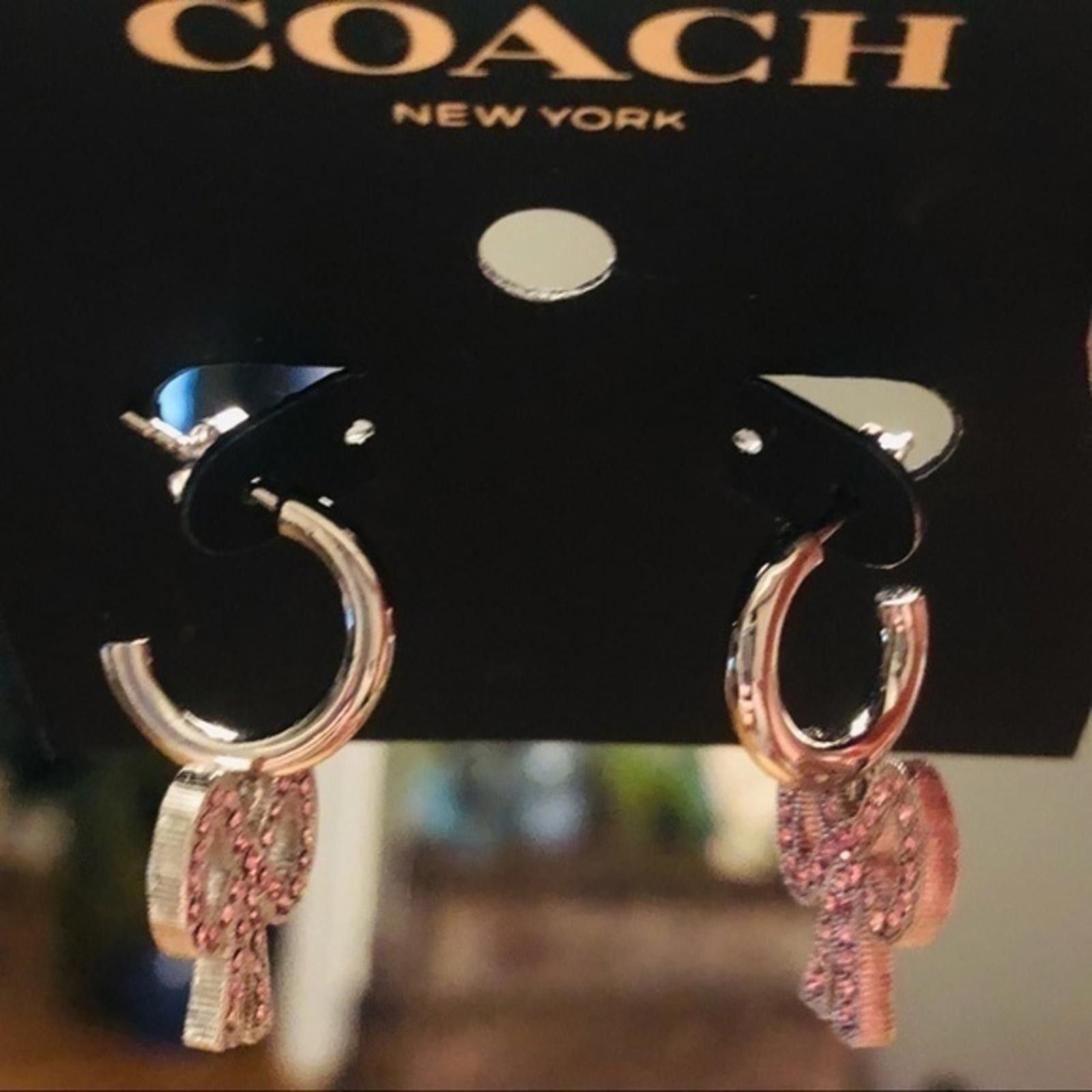 Coach Coach Diamond Bow Dangle Earrings Silver Finish NWT Size ONE SIZE - 2 Thumbnail