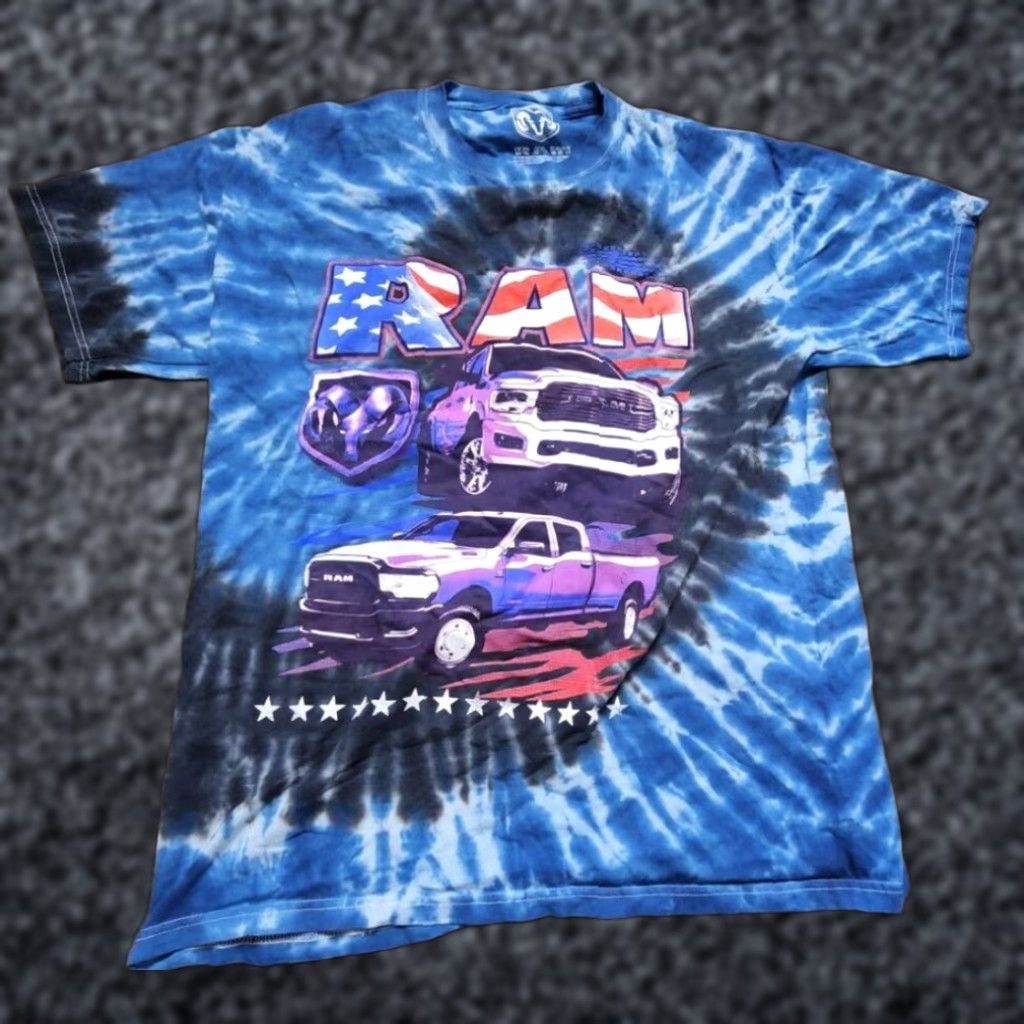 Vintage Dodge Ram Truck Black Blue Tie Dye T Shirt Mens Large Size US L / EU 52-54 / 3 - 1 Thumbnail