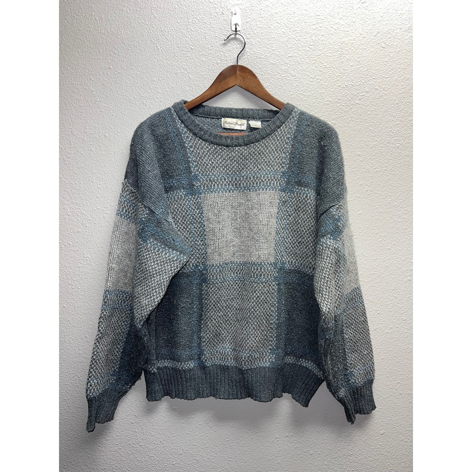 Vintage Vintage Michael Gerald Sweater Gray Blue Pullover 90s XL Size US XL / EU 56 / 4 - 1 Thumbnail