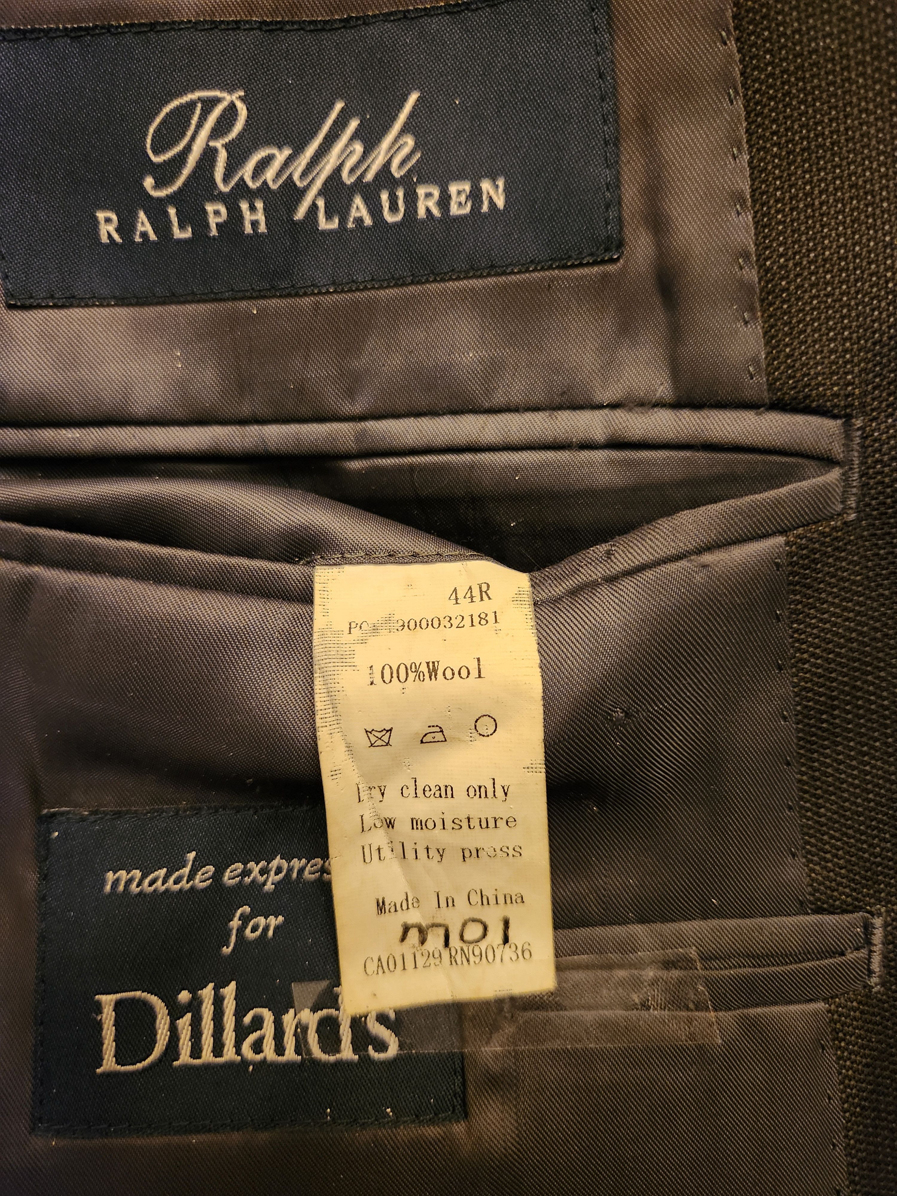 Ralph Lauren Men's 100% Wool Brown Blazer Size 44R - 4 Thumbnail