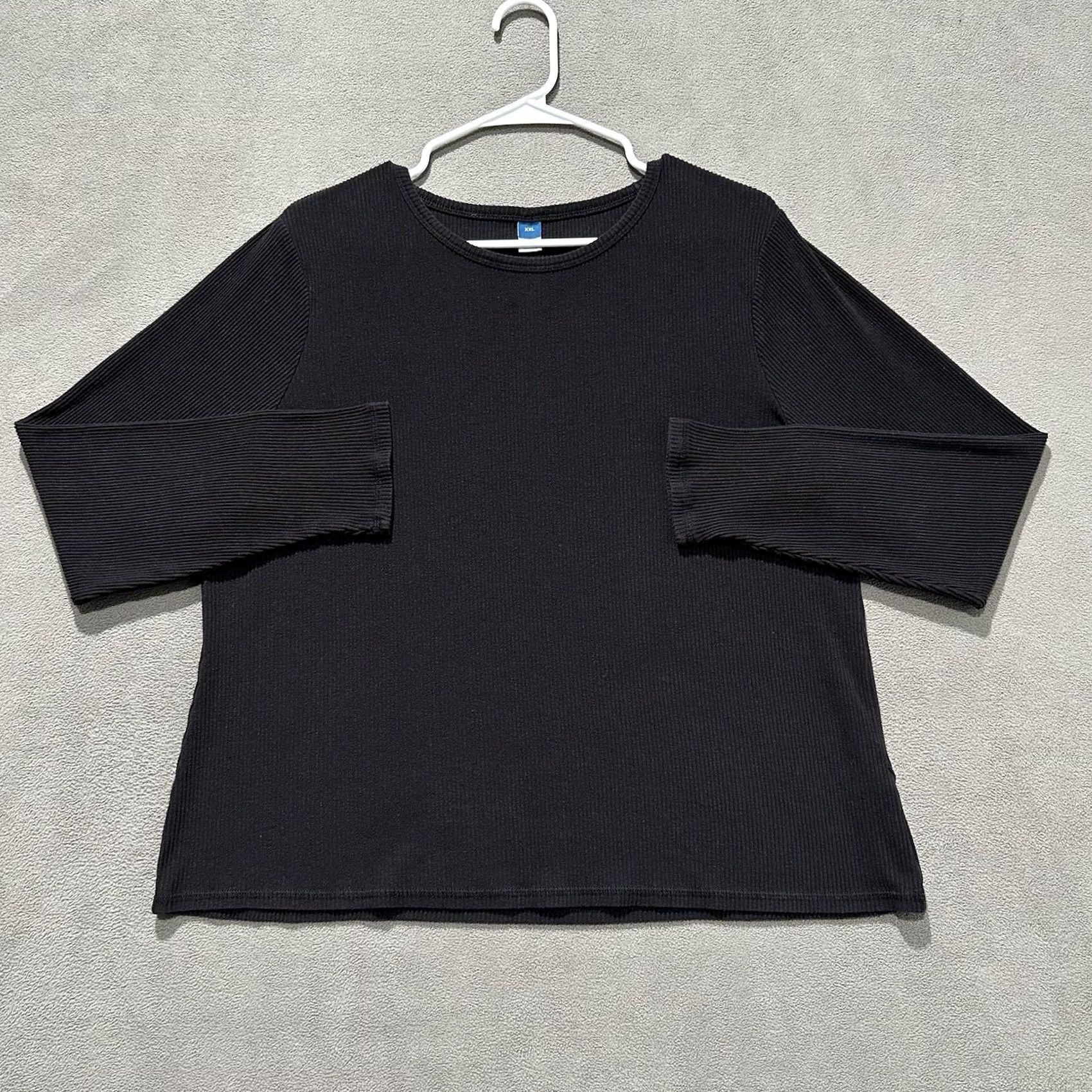 Old Navy Old Navy Shirt Women 2XL Black Plush Long-Sleeve Rib-Knit Slim-Fit T-Shirt Faded Size XXL / US 16-18 / IT 52-54 - 2 Thumbnail