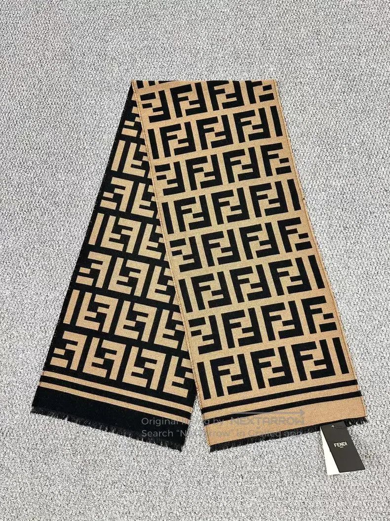 Fendi Fendi Classic Brown Monogrammed Monogram Logo Scarf Size ONE SIZE - 1 Thumbnail
