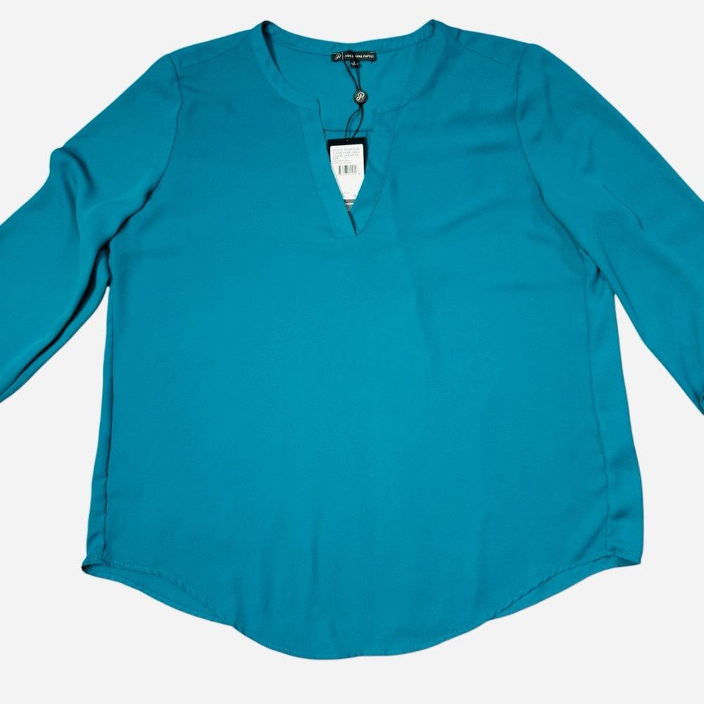 Adrianna Papell NWT New $89 Adrianna Papell Teal Long Sleeve Blouse Size L Size L / US 10 / IT 46 - 9 Thumbnail