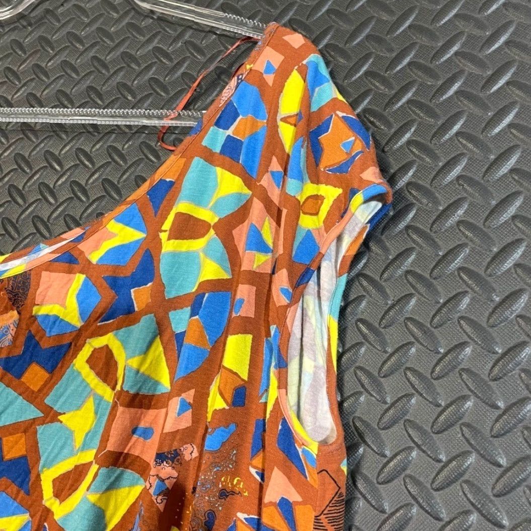 Tibi Tibi New York Dress Women Brown Multi Color Geometric One Shoulder Knee Length L Large Shirt? No. Size L / US 10 / IT 46 - 4 Thumbnail