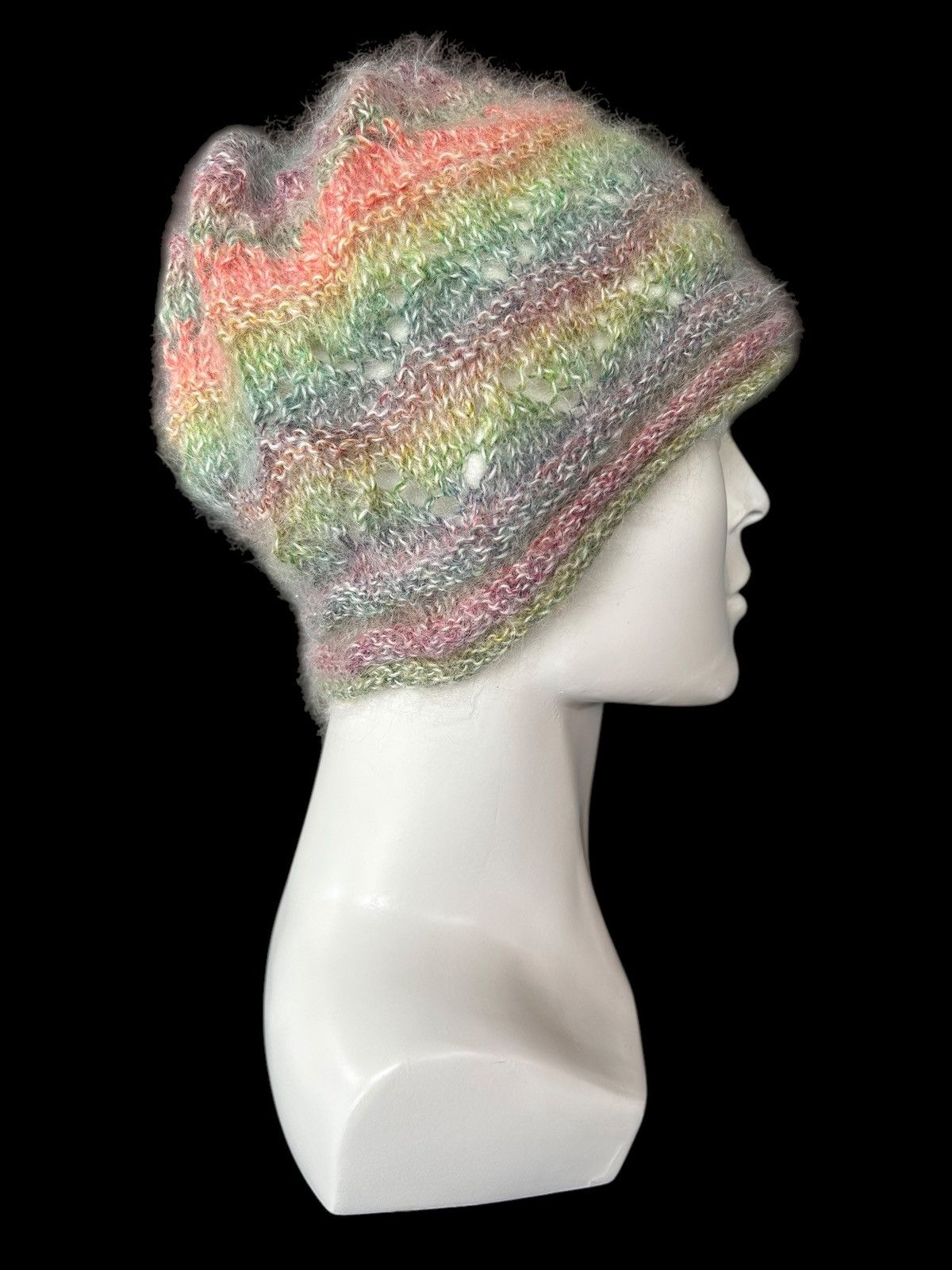 Japanese Brand × Kapital × Vintage Crochet Knitted Handmade Fur Hairy Rare Beanie Hats ☠️☠️ Size ONE SIZE - 4 Thumbnail