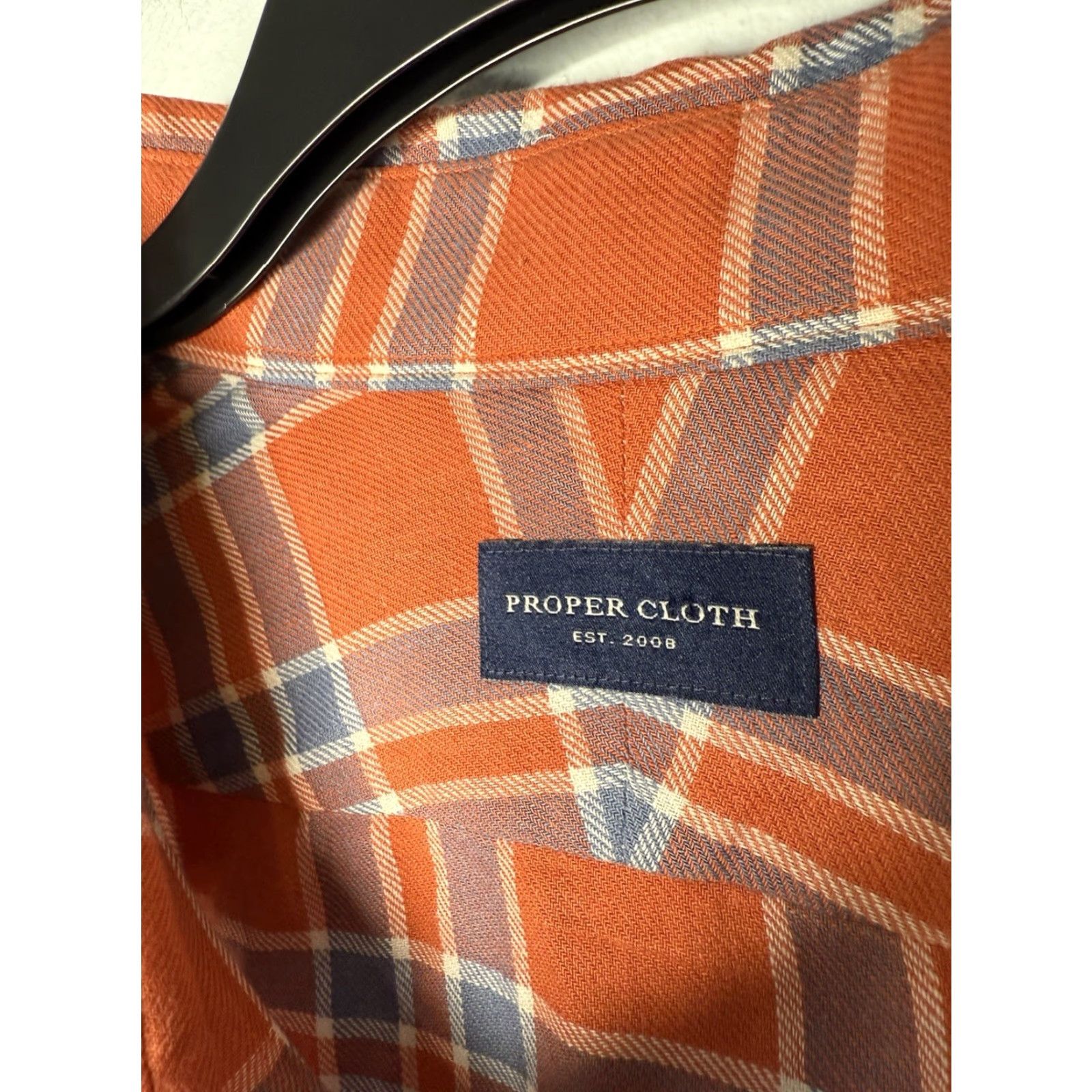 Proper Cloth Proper Cloth Linen Plaid Shirt Mens 20.5 36 Orange Button Long Sleeve Size US XXL / EU 58 / 5 - 3 Thumbnail