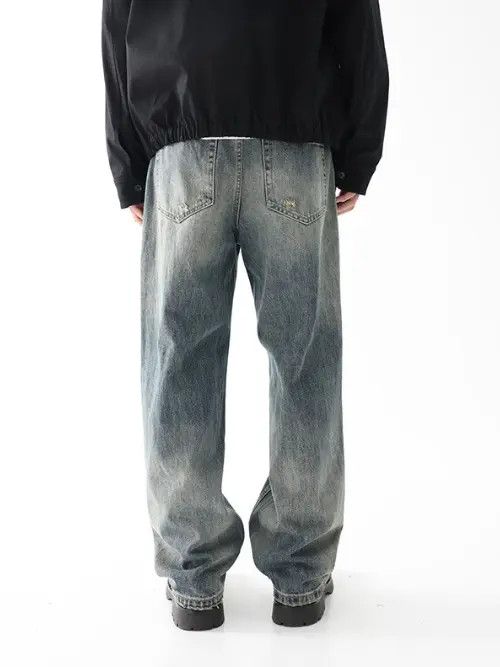 VIBE American street washed retro straight wide-leg loose jeans Size US 34 / EU 50 - 7 Thumbnail