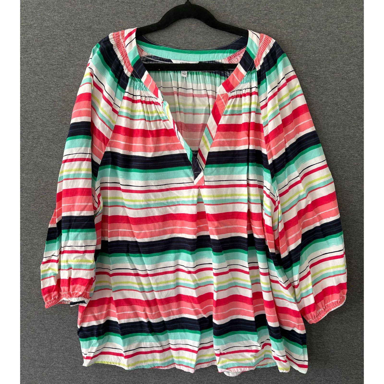 Other Crown & Ivy | Petite Colorful Stripes Peasant Blouse | PXL Size XL / US 12-14 / IT 48-50 - 1 Thumbnail