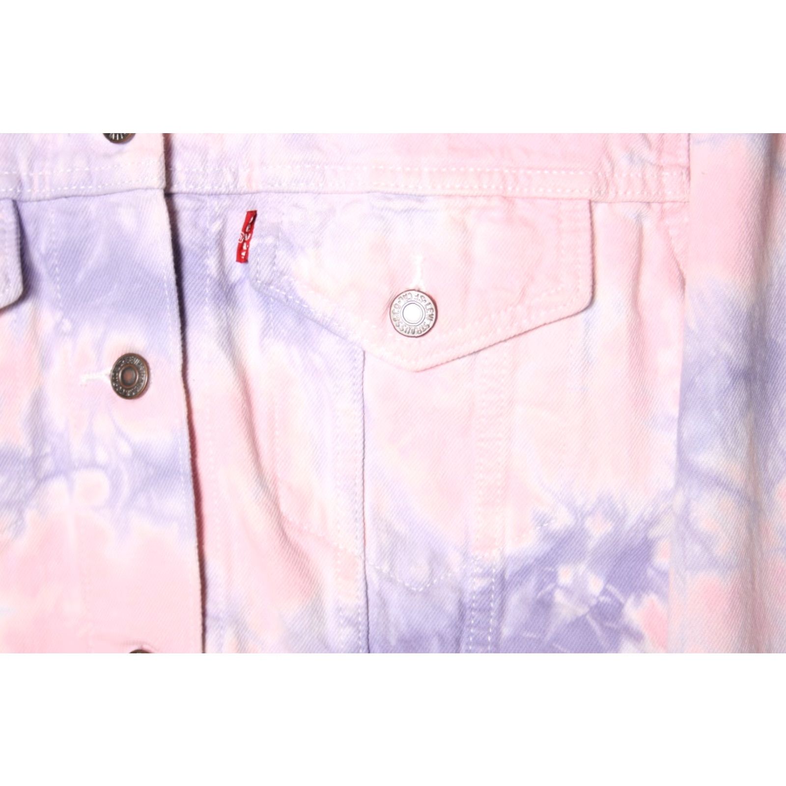 Levi's VINTAGE LEVI'S Ex-Boyfriend Pink & Purple Tie Dye Denim Trucker Jacket Sz. S Size 28" / US 6 / IT 42 - 3 Thumbnail