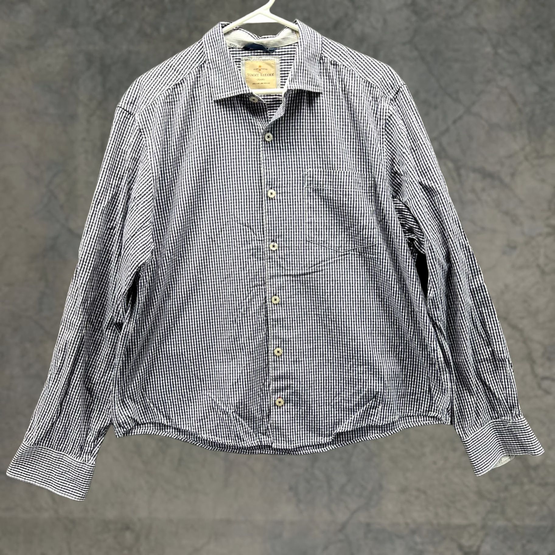 Tommy Bahama VINTAGE Tommy Bahama Shirt Womens Large Blue Striped Button-Down Island Crafted Gingham Size L / US 10 / IT 46 - 1 Thumbnail
