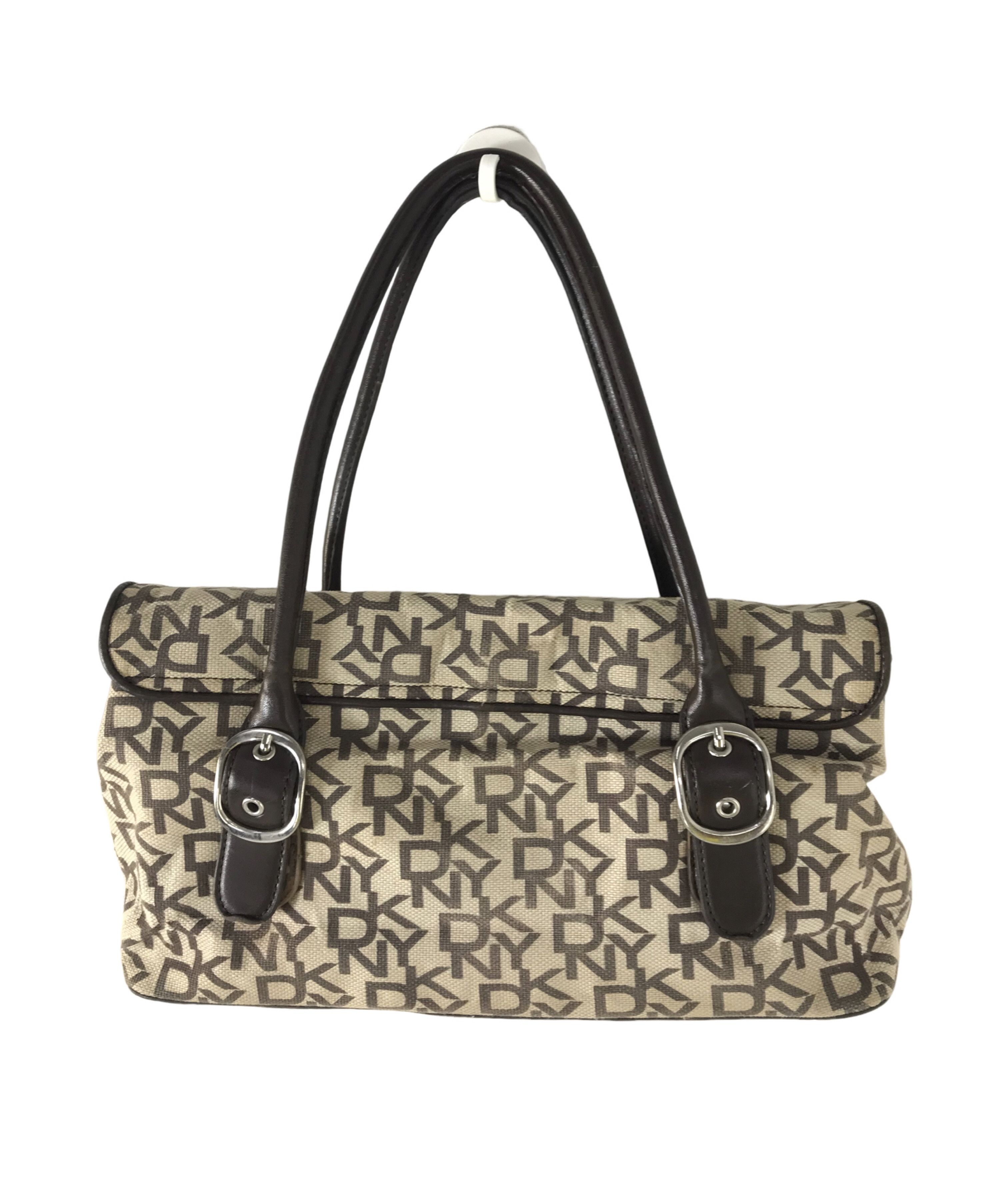 DKNY 90s DKNY Chocolate Brown Taupe Jacquard Hand Bag Size ONE SIZE - 2 Thumbnail