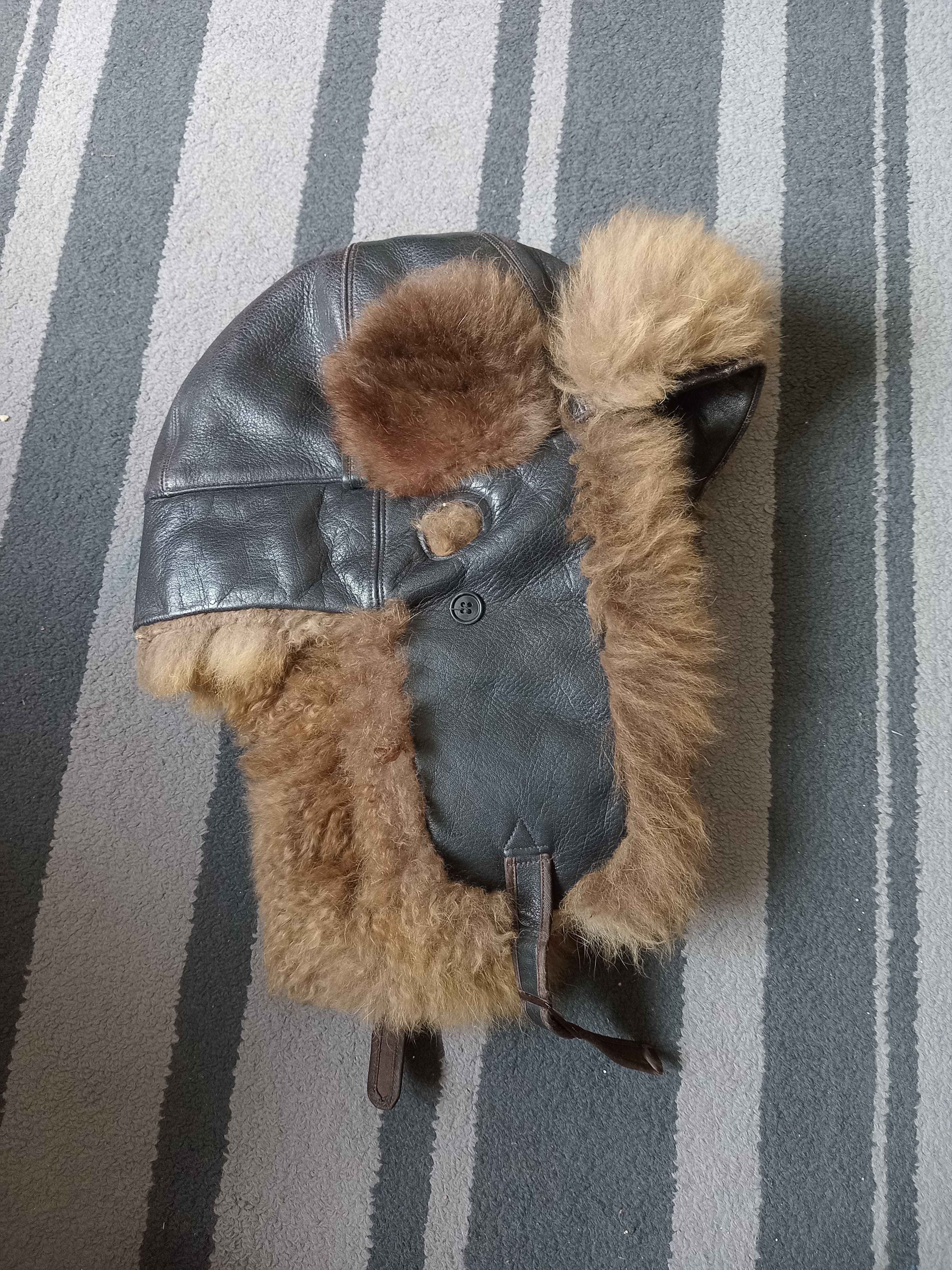 Genuine Leather × Vintage Vintage Faux Fur Pilot Aviator Flight leather Hat Size ONE SIZE - 5 Thumbnail