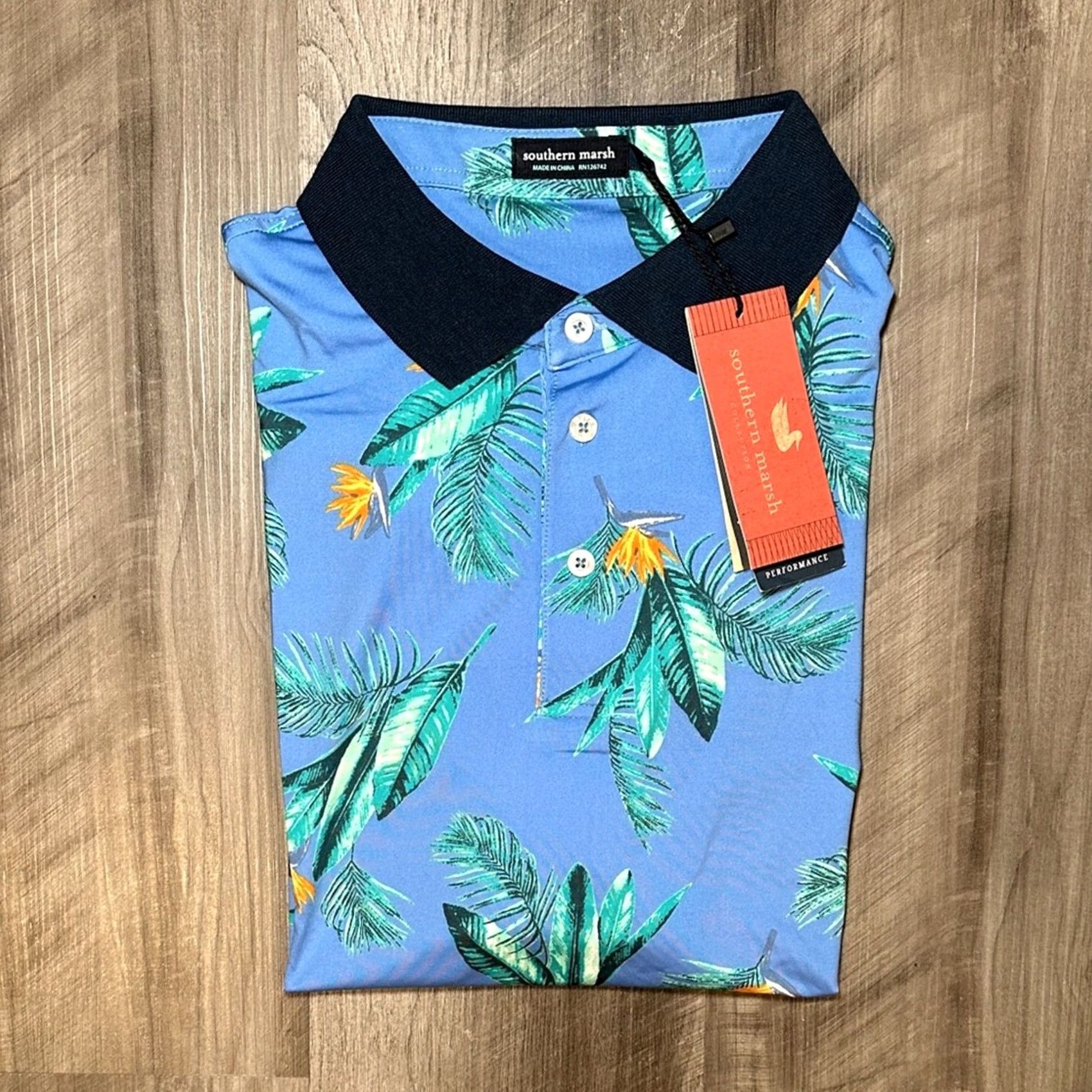 Vintage Southern Marsh Oahu Tropical Bayside Performance Polo XL Men Blue Size US XL / EU 56 / 4 - 2 Thumbnail