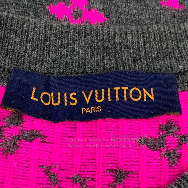 Louis Vuitton Louis Vuitton Dark grey back logo full print cashmere crew Size US XL / EU 56 / 4 - 5 Thumbnail