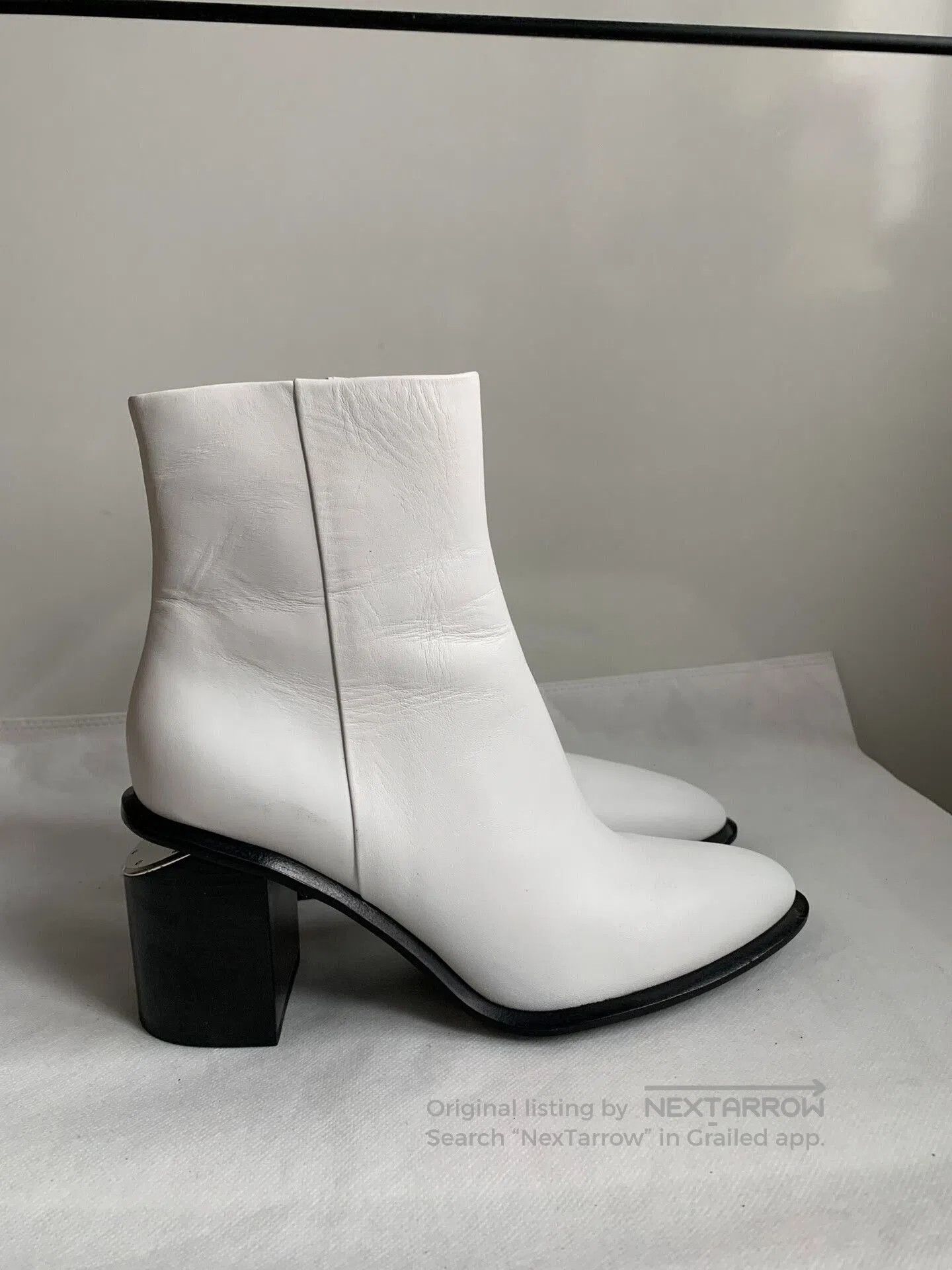 Alexander Wang White Leather Sock Boots.