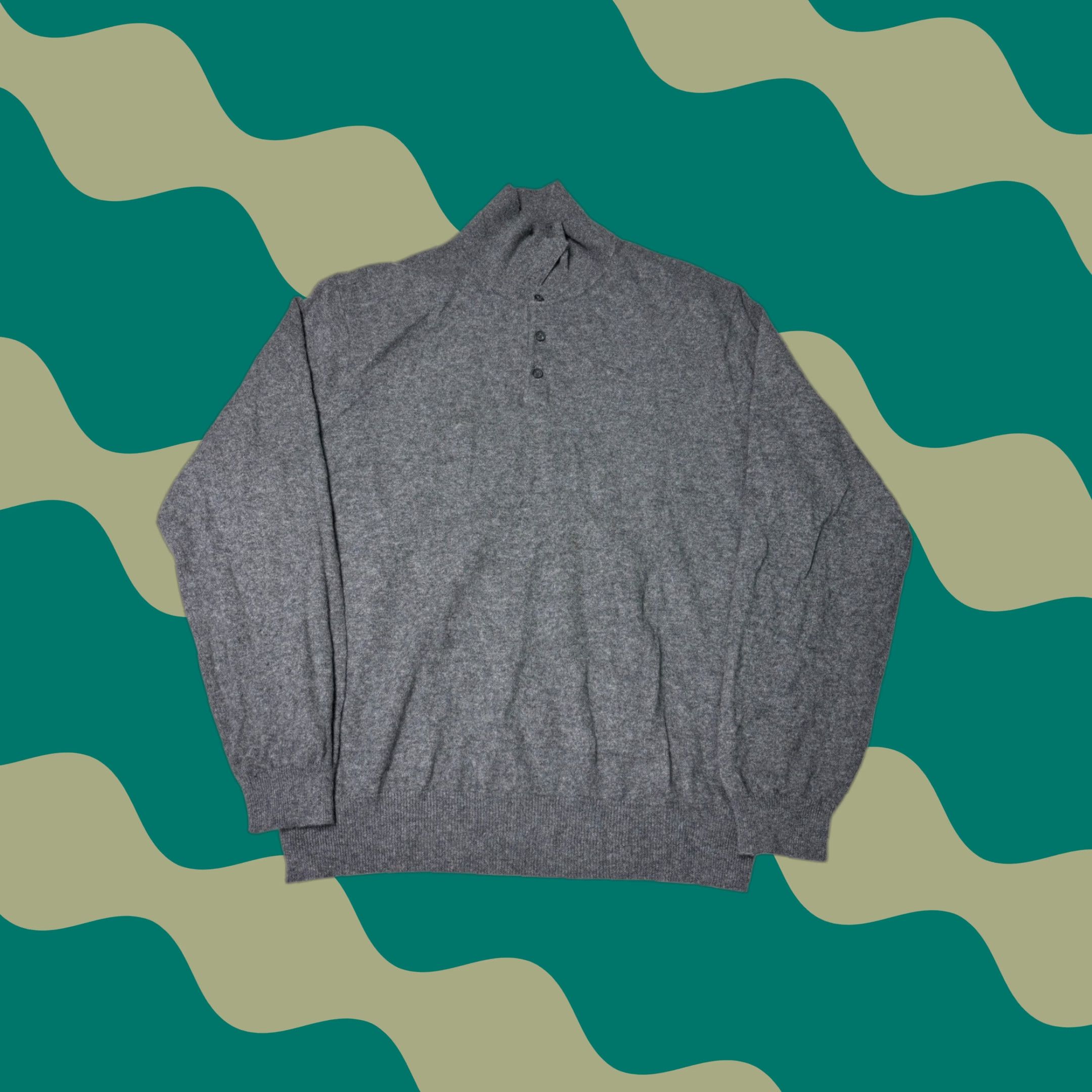 Saks Fifth Avenue Saks Fifth Avenue Mens Cashmere Mock Neck Button Pullover Sweater XL Gray Size US XL / EU 56 / 4 - 1 Thumbnail