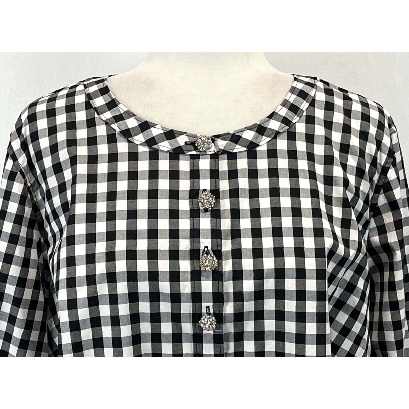 Talbots Talbots Tunic Shirt 2X Plus Bling Buttons Womens Long Sleeve Black White Gingham Tunic Top Women Size XXL / US 16-18 / IT 52-54 - 5 Thumbnail
