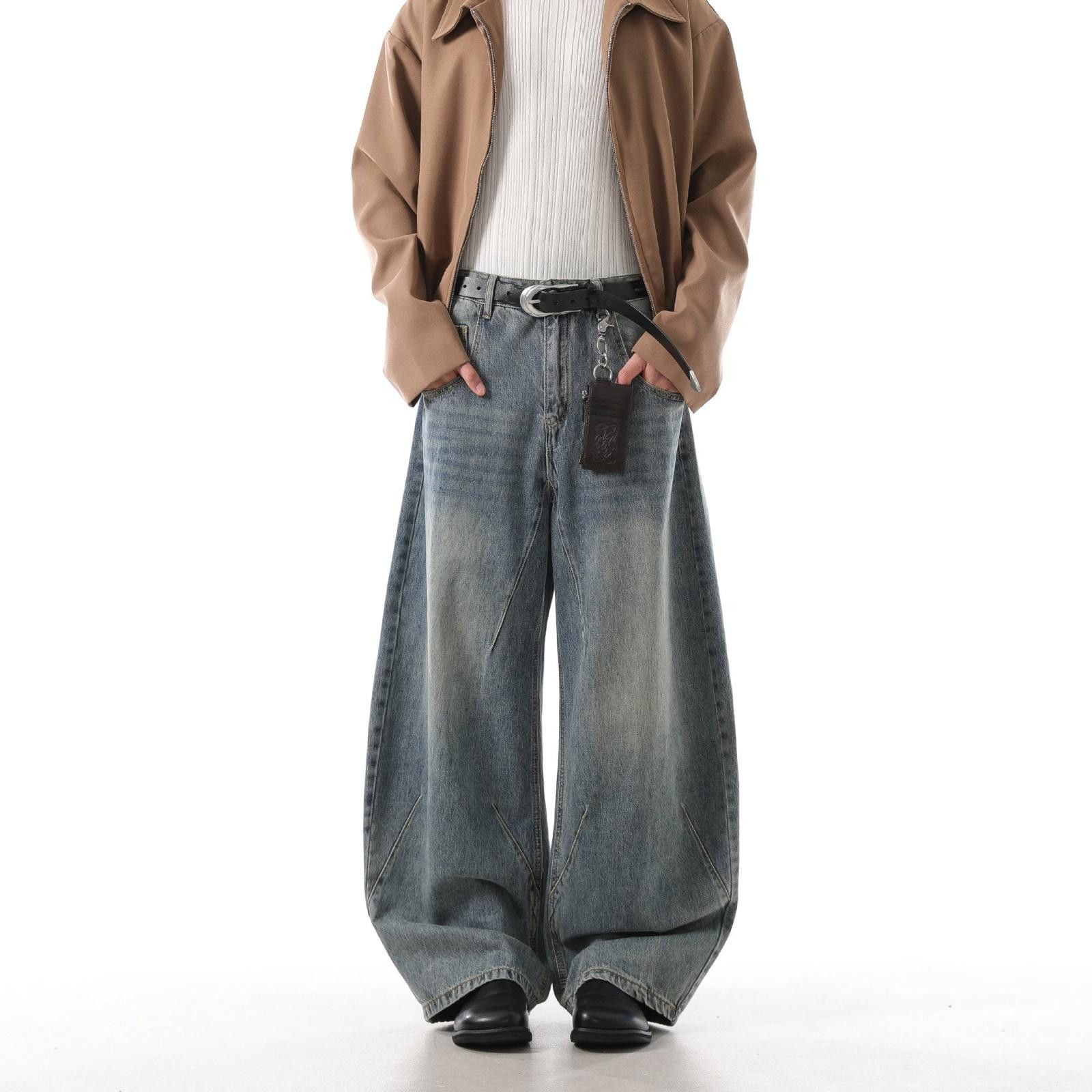 Japanese Brand Faded Wide Leg Jeans, Baggy Denim Pants Size US 32 / EU 48 - 7 Thumbnail