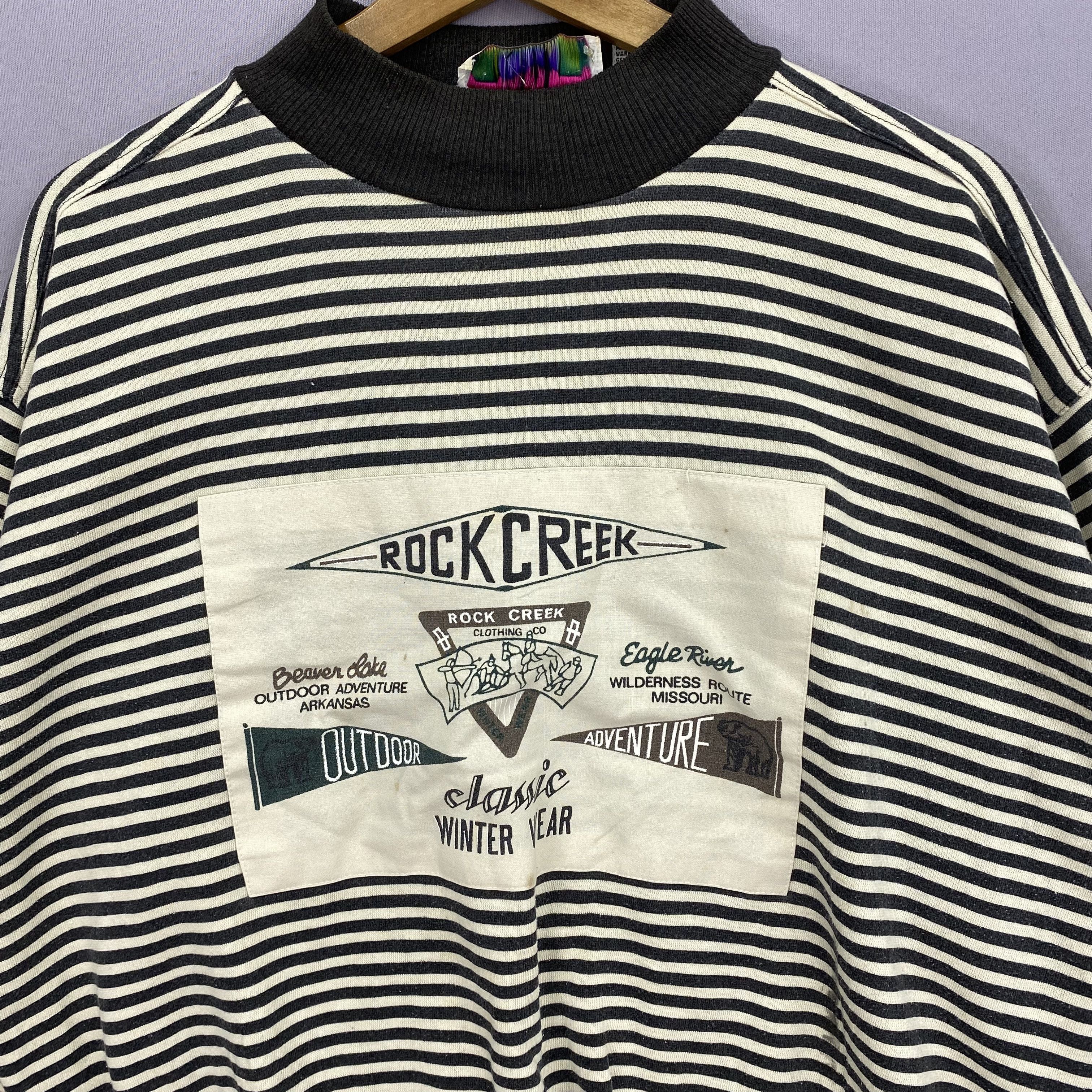 Japanese Brand Vintage Rock Creek Sweater 80s Striped Sweatshirt Jumper Size US L / EU 52-54 / 3 - 4 Thumbnail
