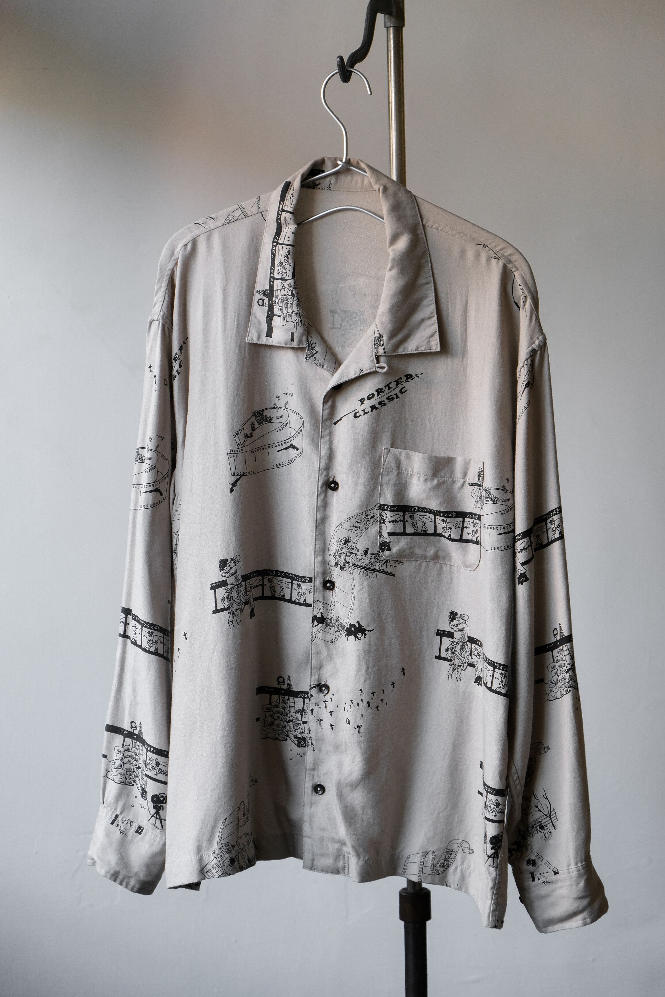 image of Porter Classic - Aloha Long Shirt “Sergio Leone” - Gray in Grey, Men's (Size Large)