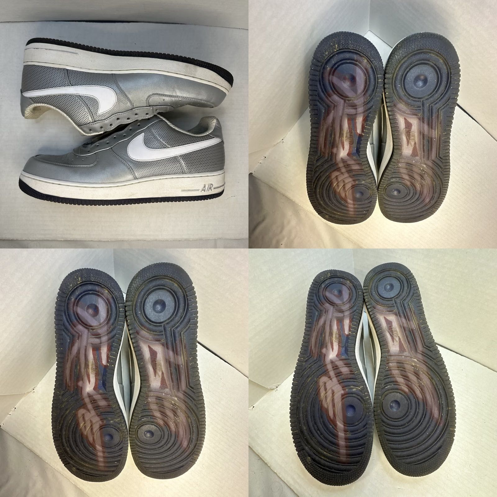 Nike Nike Air Force 1 Mens Low Top 14 Silver Futura 2009 318775-005 Vintage No Laces Rare Size US 14 / EU 47 - 8 Thumbnail