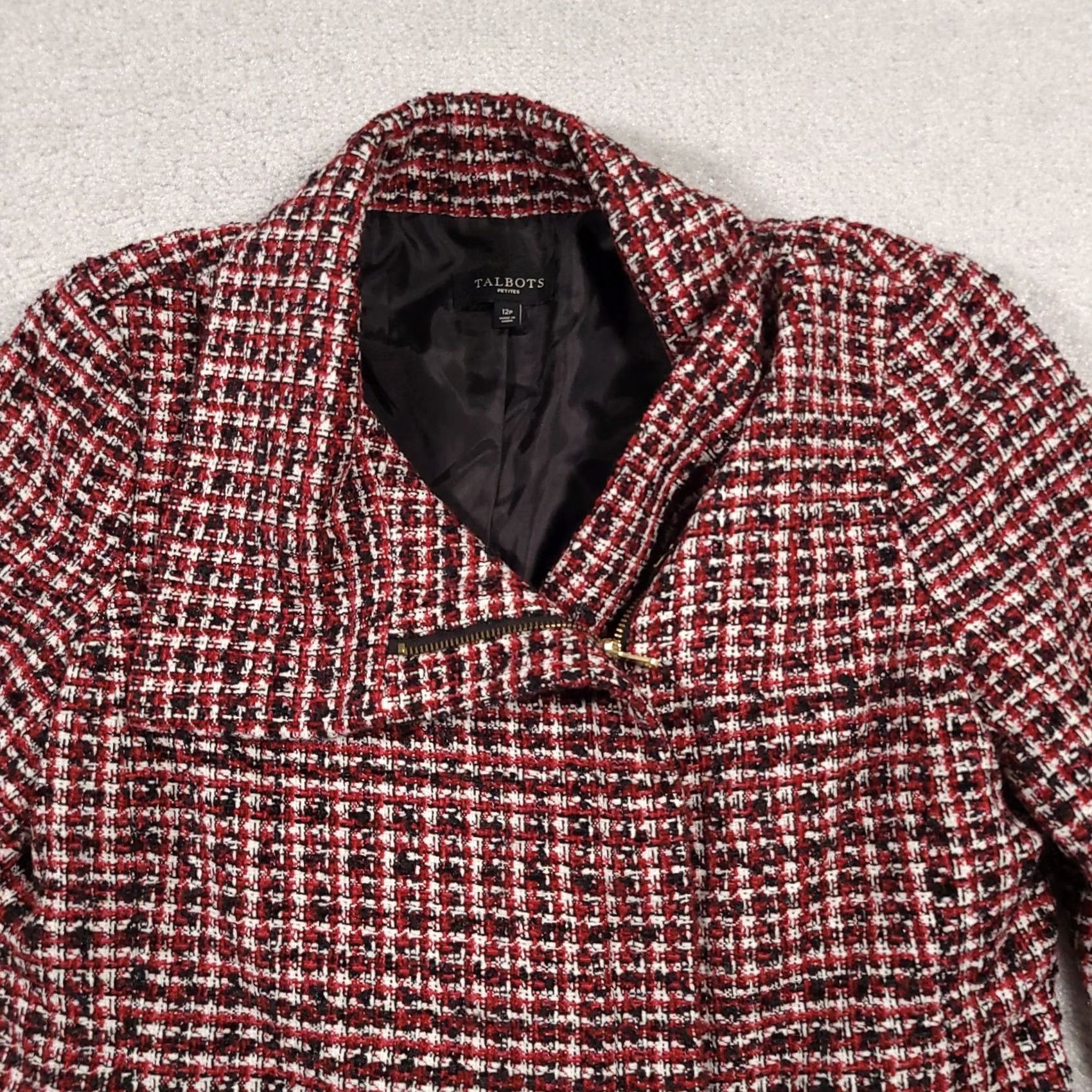 Talbots Talbots Blazer Tweed Jacket Women's 12P Petite Full Zip Lined Coat Business Red Size XL / US 12-14 / IT 48-50 - 3 Thumbnail