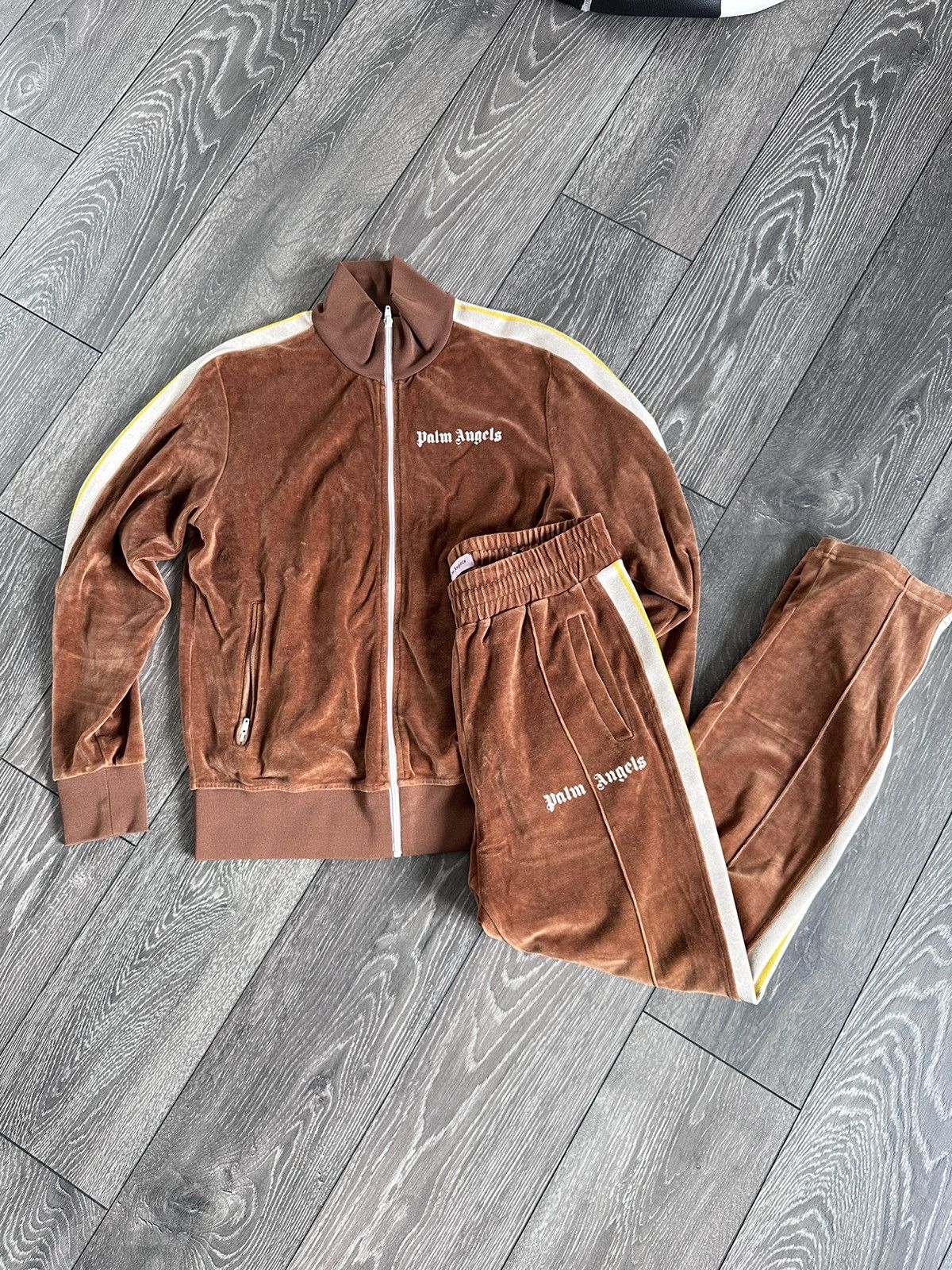 Palm Angels palm angels velour track jacket track pants tracksuit brown Grailed