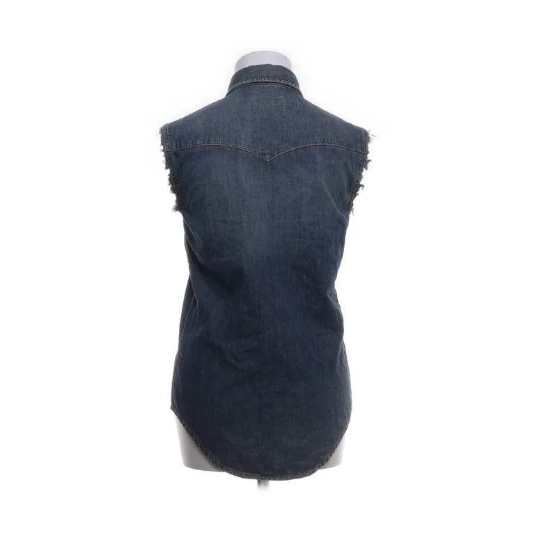 Saint Laurent Paris S/S19 Anthony Vaccarello Denim Sleeveless Top Shirt Size US S / EU 44-46 / 1 - 2 Thumbnail
